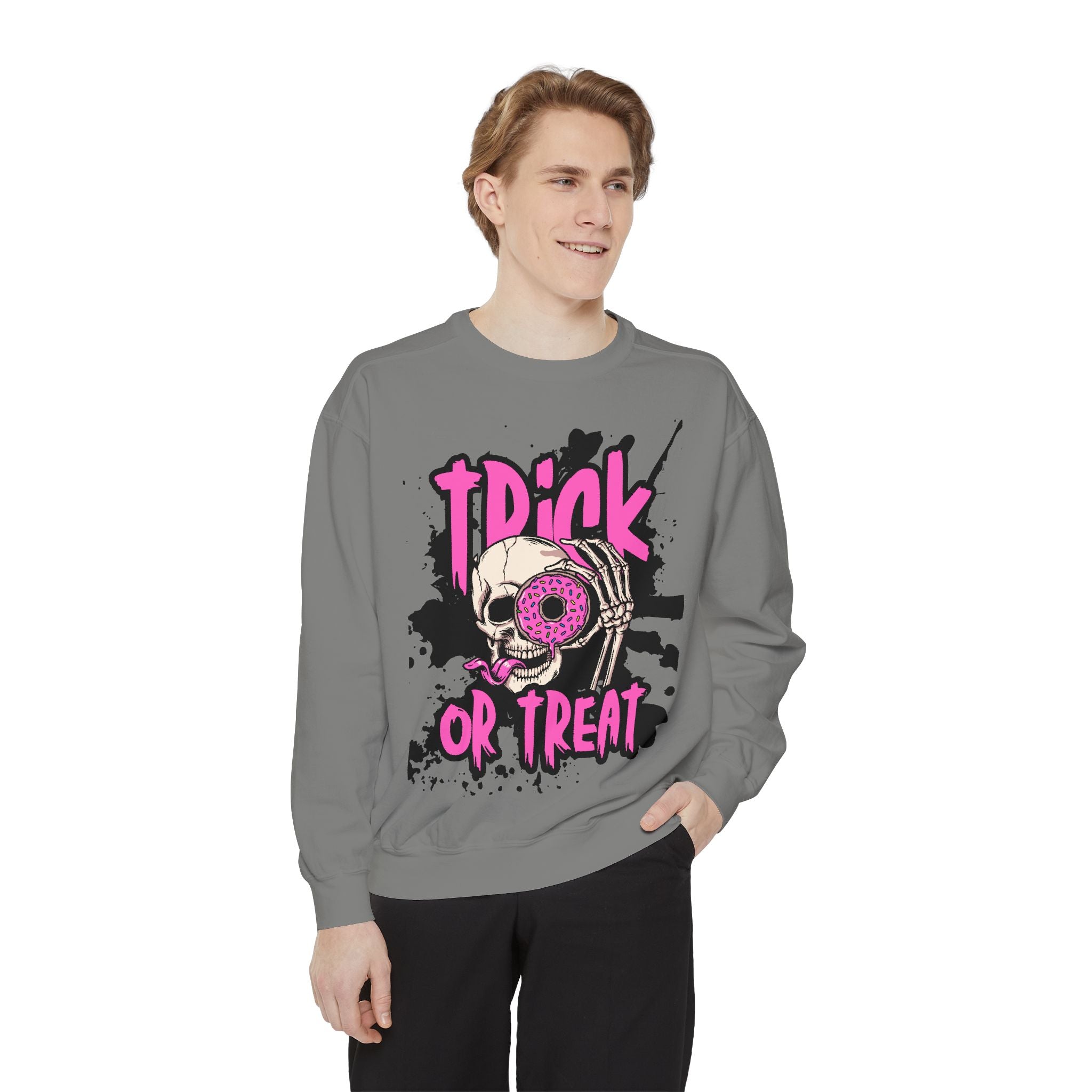 Trick or Treat Skull Unisex Garment-Dyed Sweatshirt