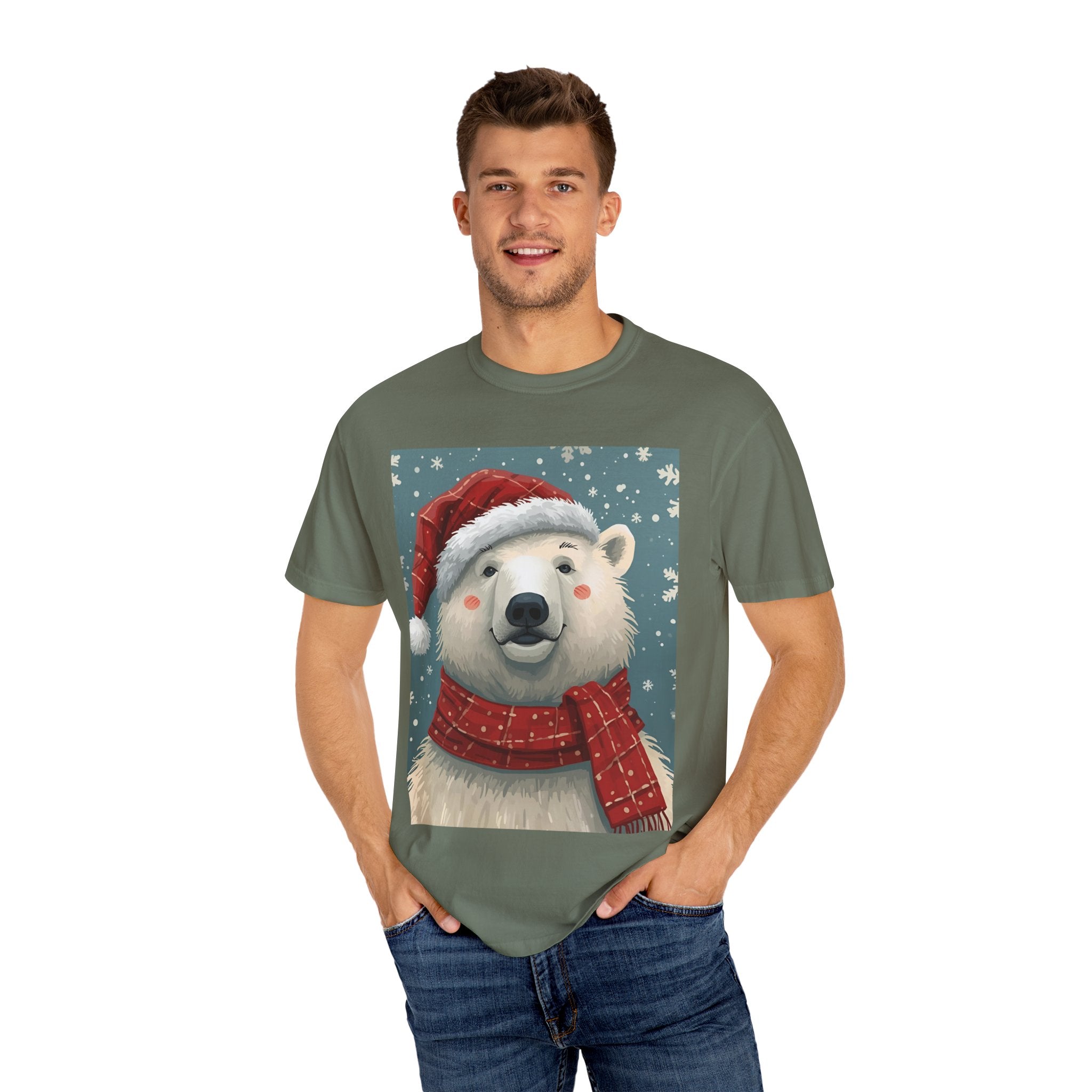 Cozy Holiday Polar Bear T-Shirt, Christmas Tee, Unisex Shirt, Festive Apparel, Gift for Animal Lovers, Winter Wear