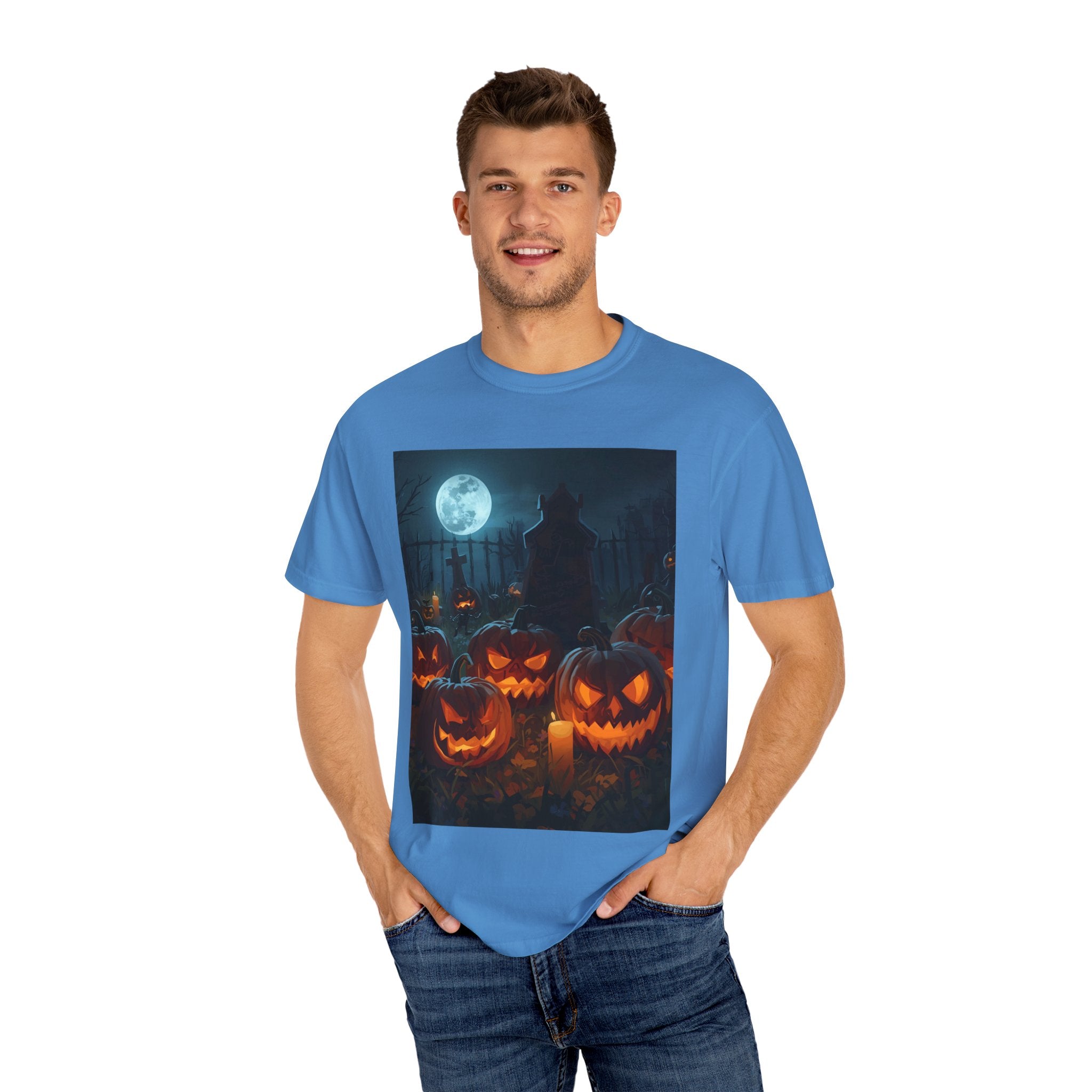 Scary Halloween Pumpkin Unisex Garment-Dyed T-shirt