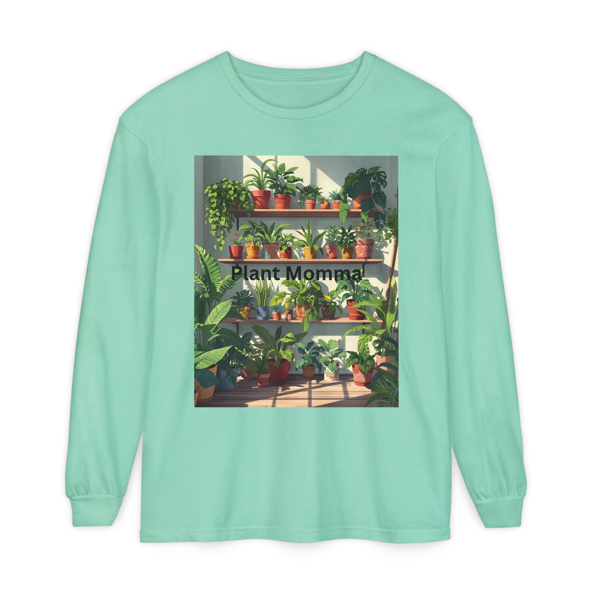 Plant Momma Long Sleeve T-Shirt, Perfect for Plant Lovers, Gardening Gifts, Eco-friendly Fashion, Casual Wear, Spring Celebrations
