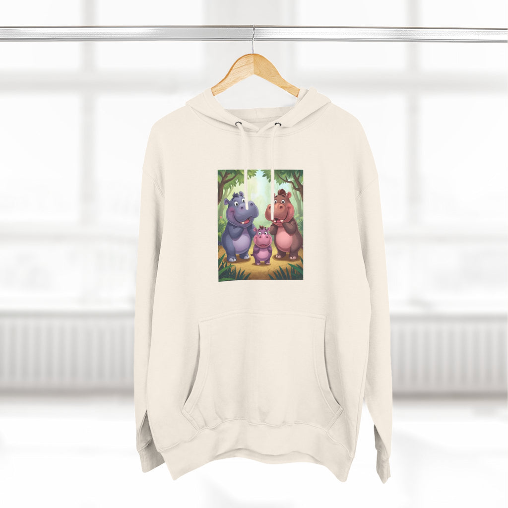Hippo Cute Three-Panel Fleece Hoodie