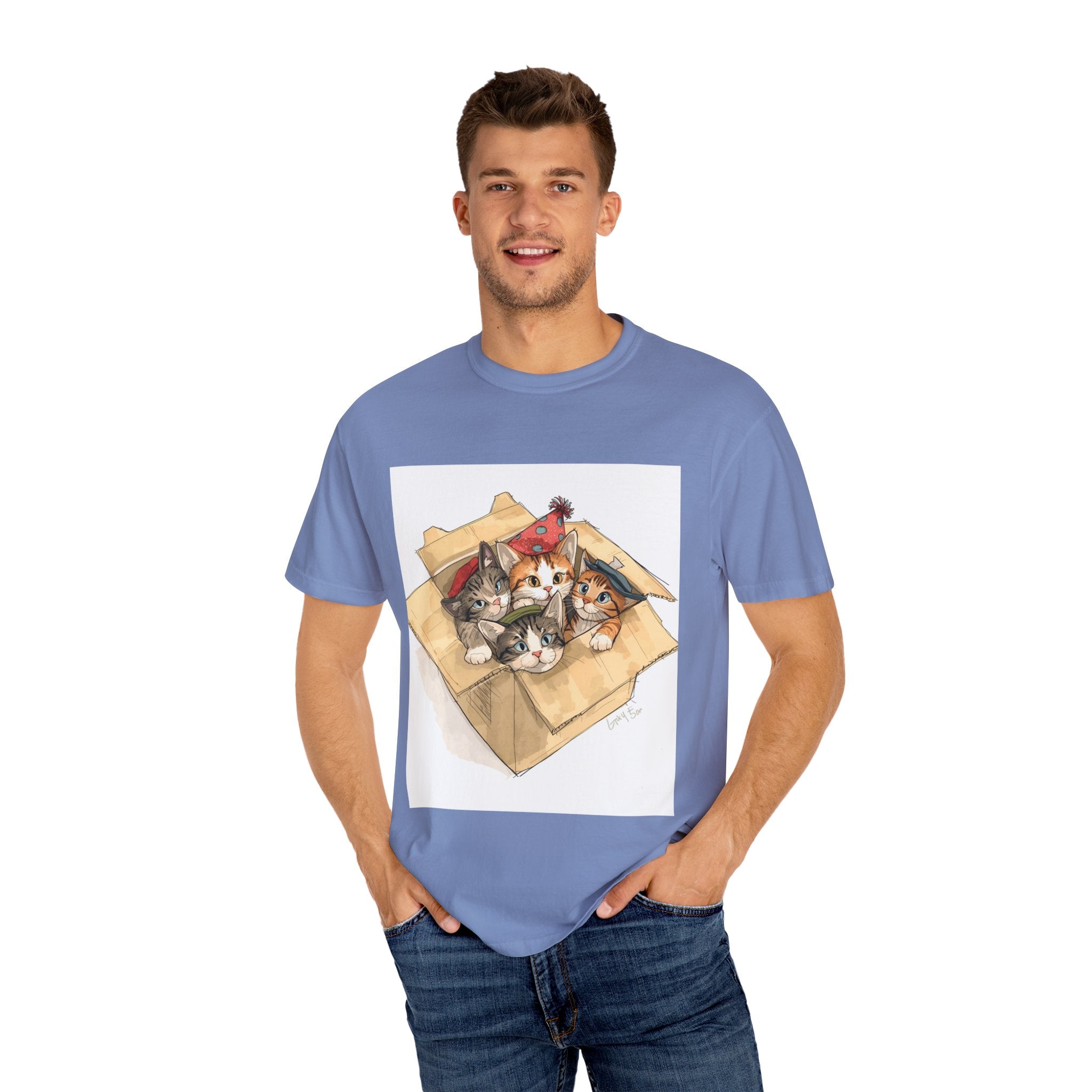 Cute Kittens In Box Unisex Garment-Dyed T-shirt