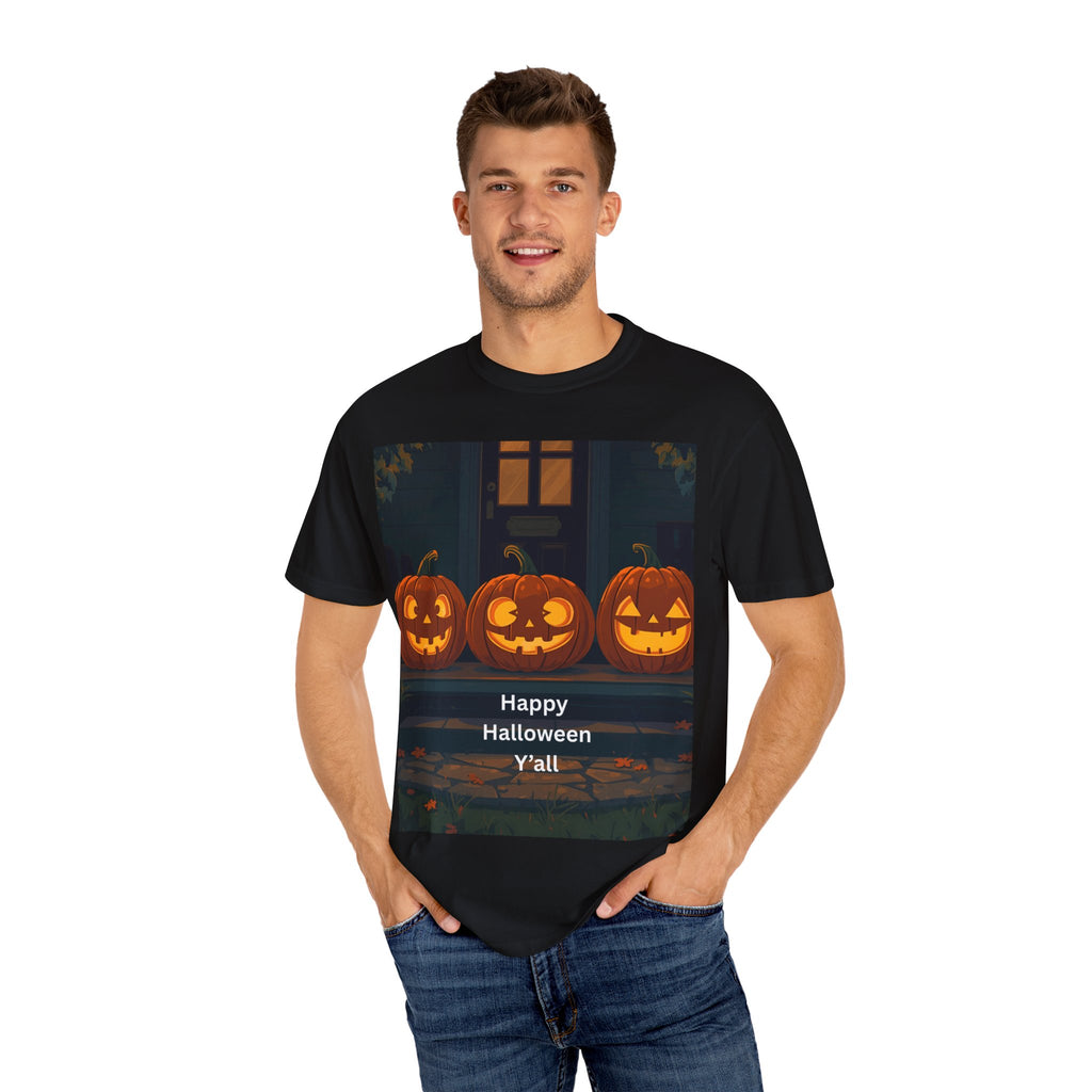 Happy Halloween Unisex T-Shirt, Spooky Season Apparel, Halloween Costume, Fall T-Shirt, Pumpkin Design Shirt, Y'all Graphic Tee