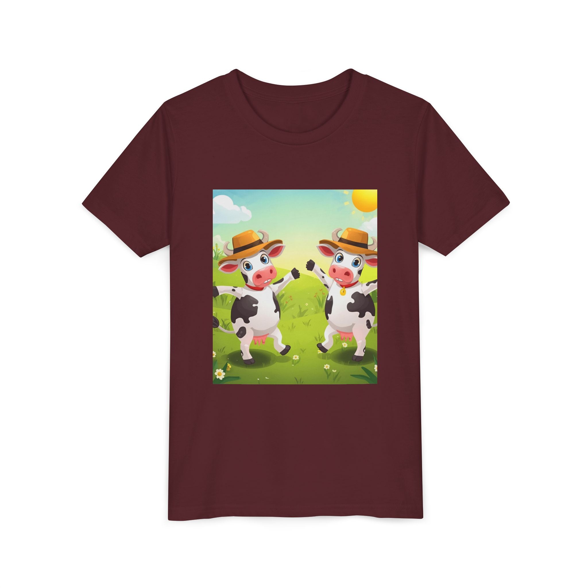 Cute Cow Fun Farm Youth Short Sleeve Tee