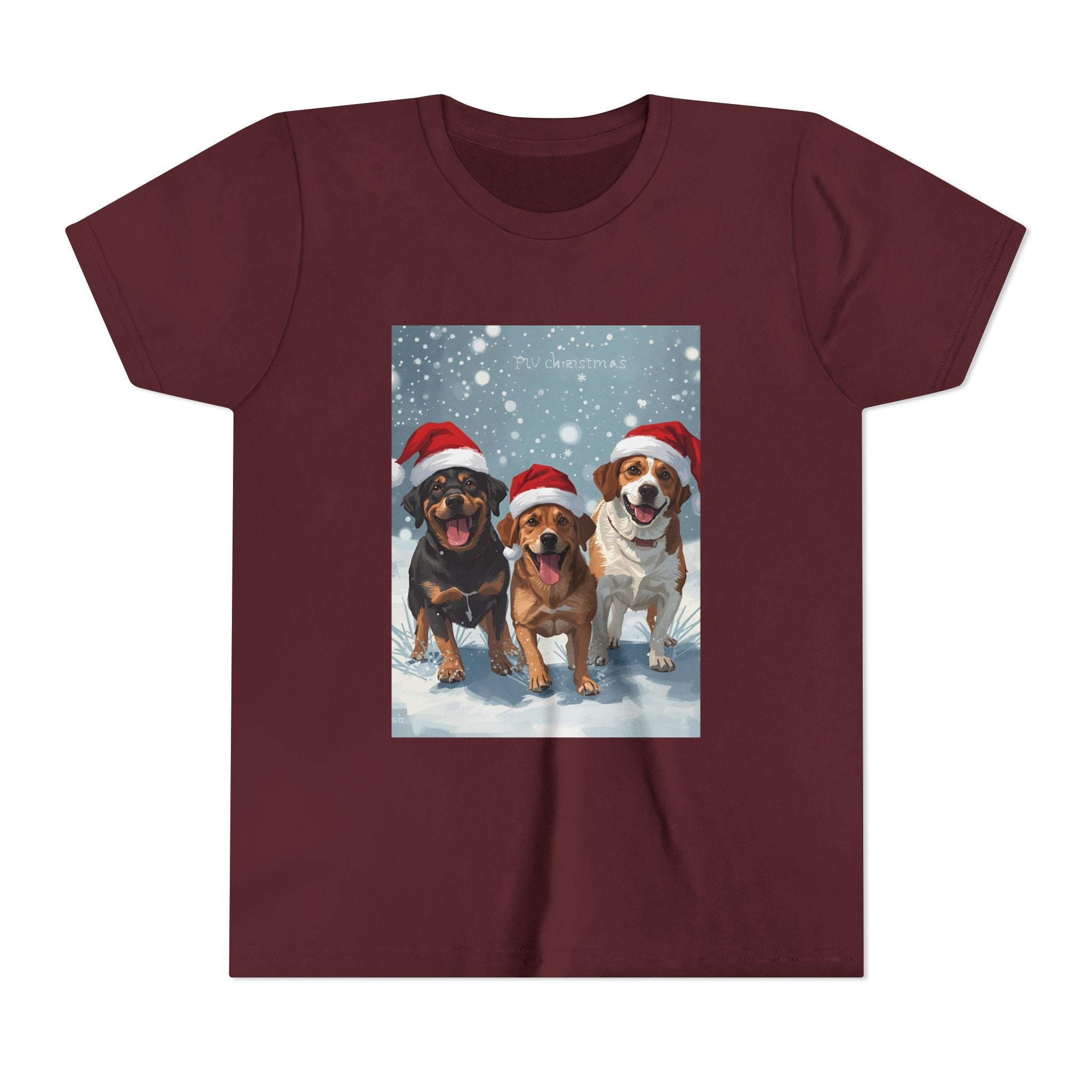 Cute Christmas Dogs Youth Short Sleeve Tee
