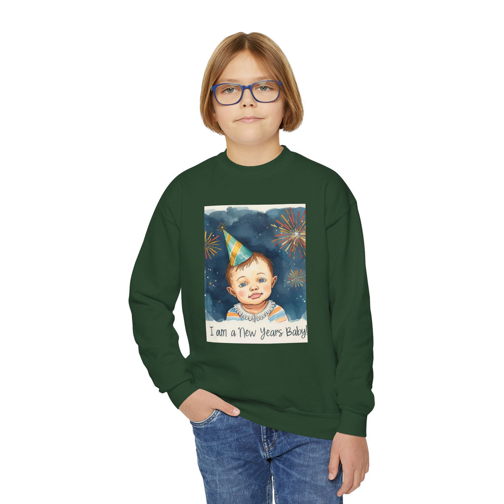 I Am A New Years Baby Youth Crewneck Sweatshirt