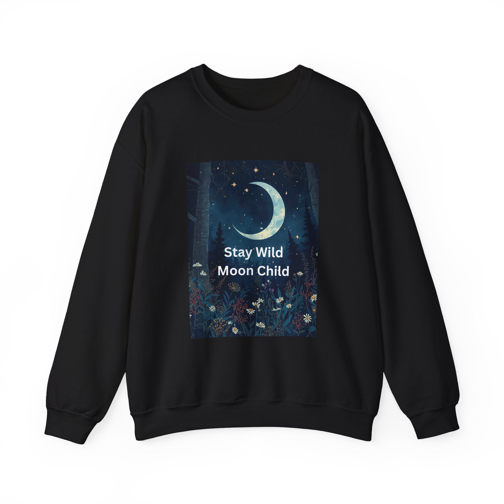 Stay Wild Moon Child Sweatshirt | Cozy Unisex Crewneck | Perfect for Nature Lovers, Festival Goers, and Everyday Comfort