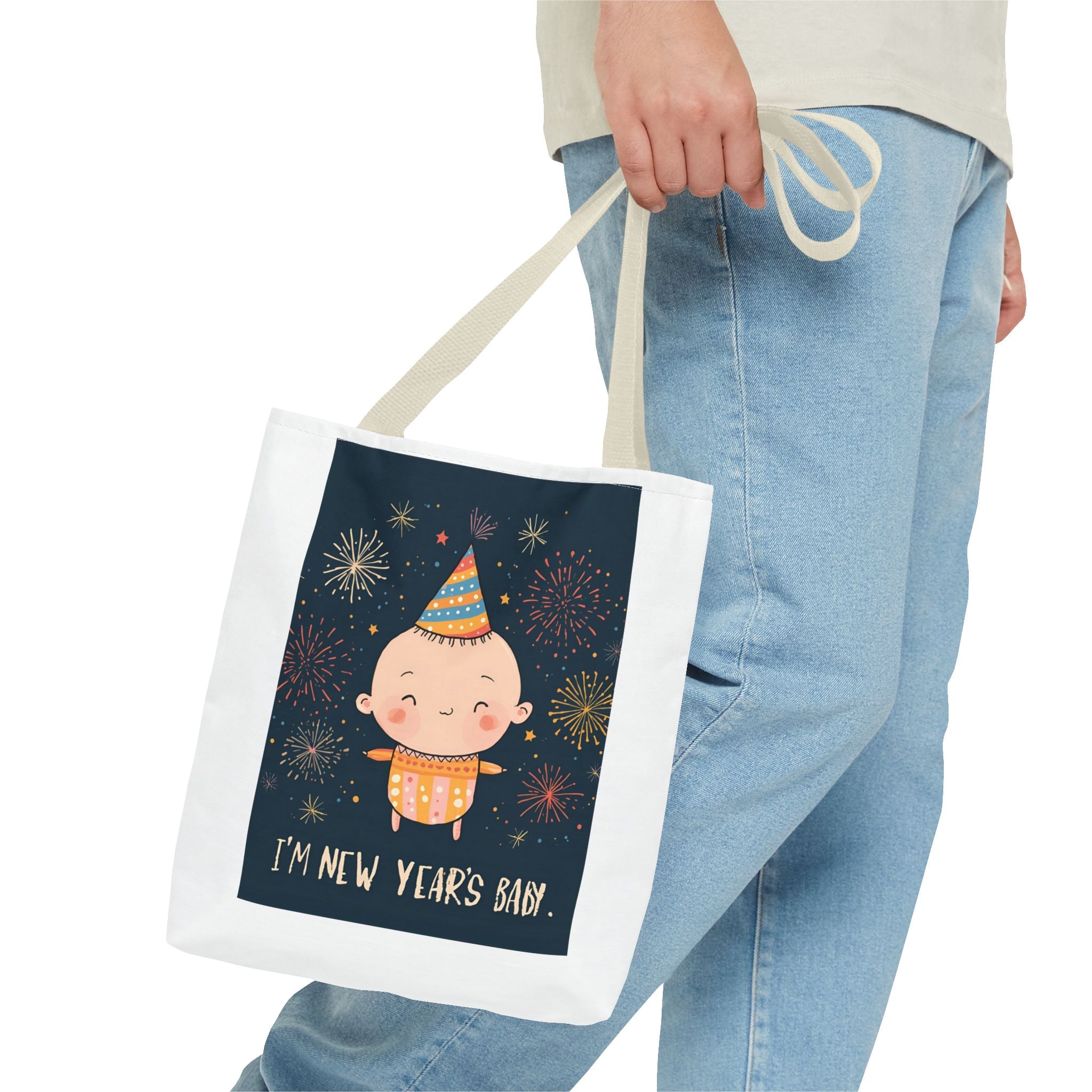 New Year's Baby Tote Bag, Cute Baby Bag, Holiday Gift, Party Essential, Fun Life Accessory, Festive Shopping Bag, New Year's Celebration