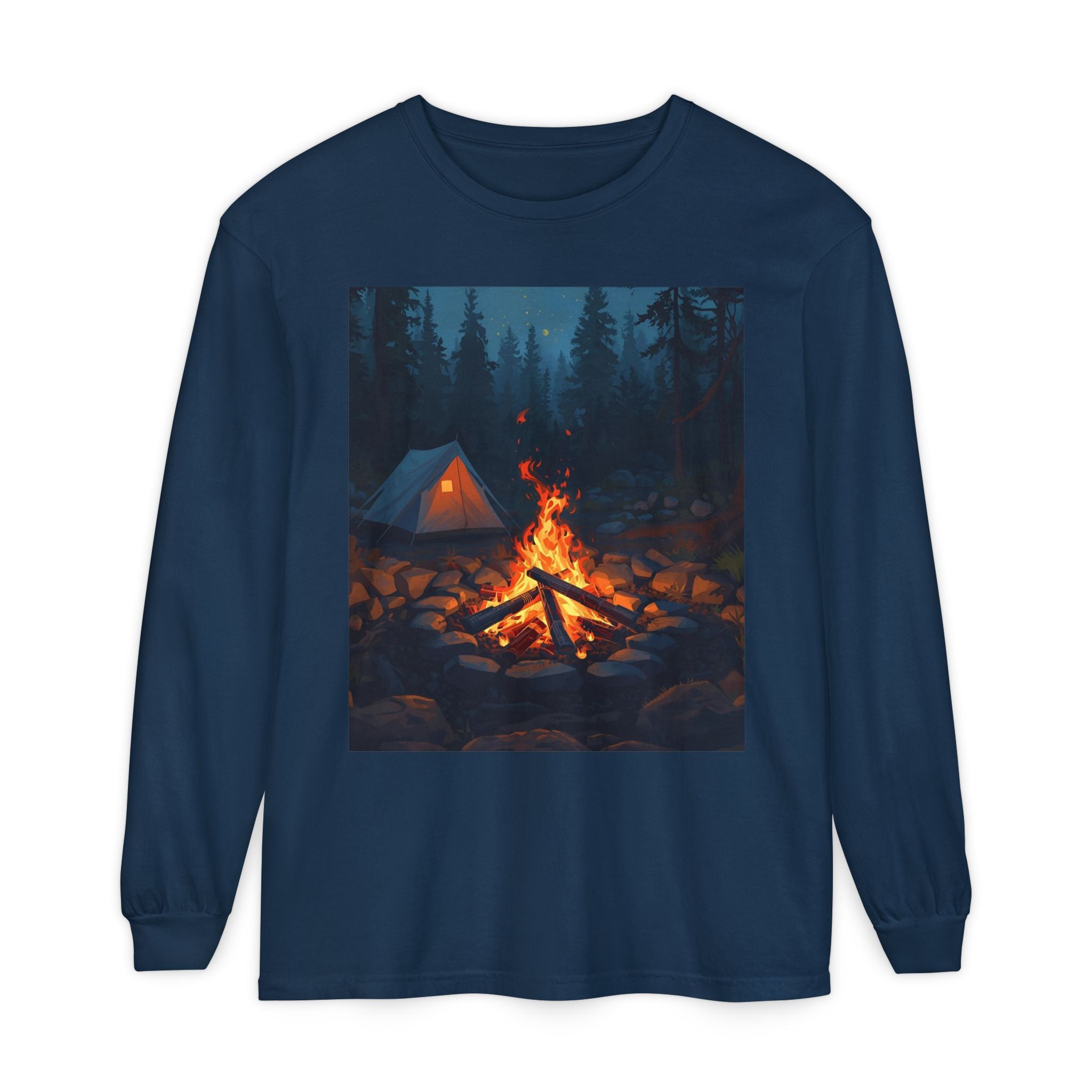 Camping Vibes Long Sleeve T-Shirt | Outdoor Adventure Shirt, Cozy Gift for Campers, Bonfire, Nature Lovers, Unisex Tee