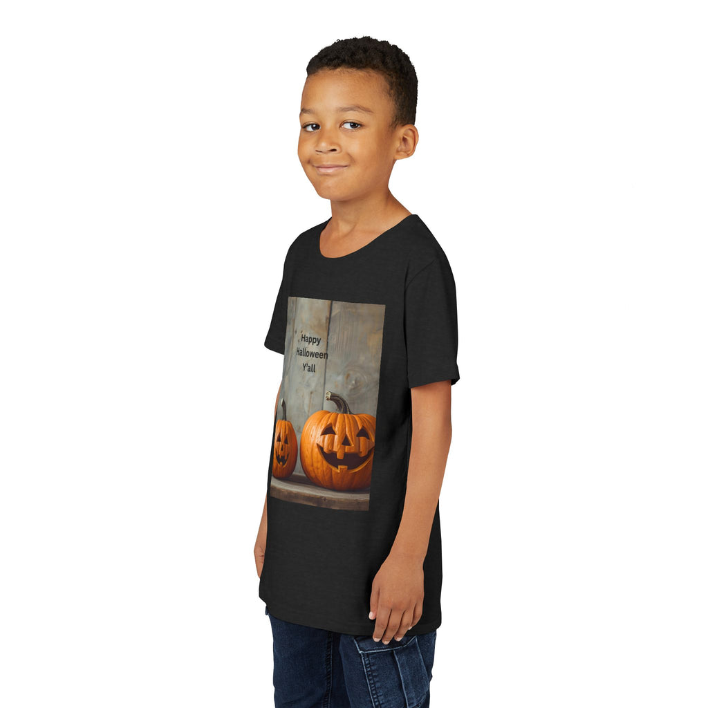 Halloween Pumpkin Youth Tee, Spooky Kids Shirt, Pumpkin Graphic Tee, Fall Celebration Gift, Trick or Treat Outfit