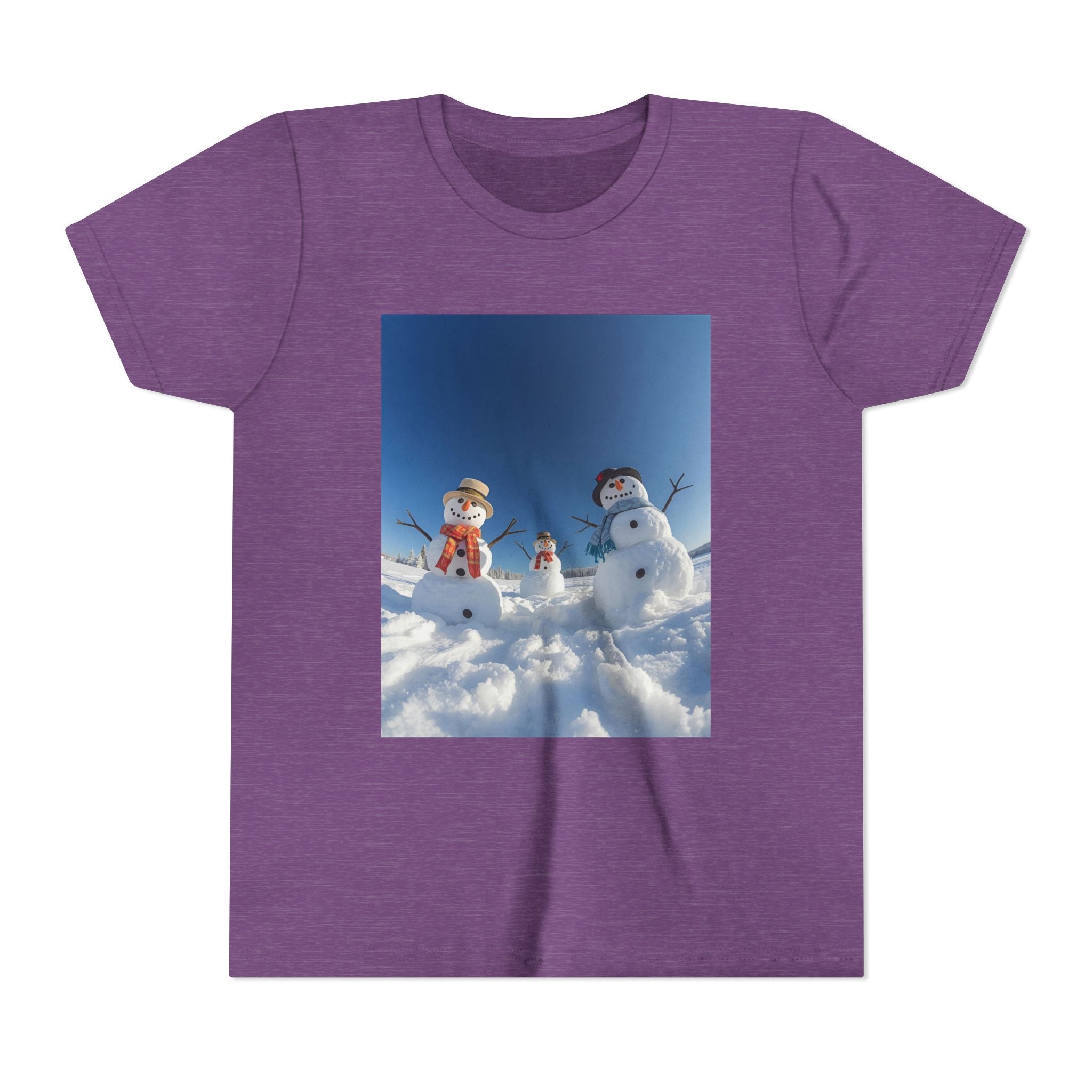 Festive Christmas Snowman Family Youth Short Sleeve Tee
