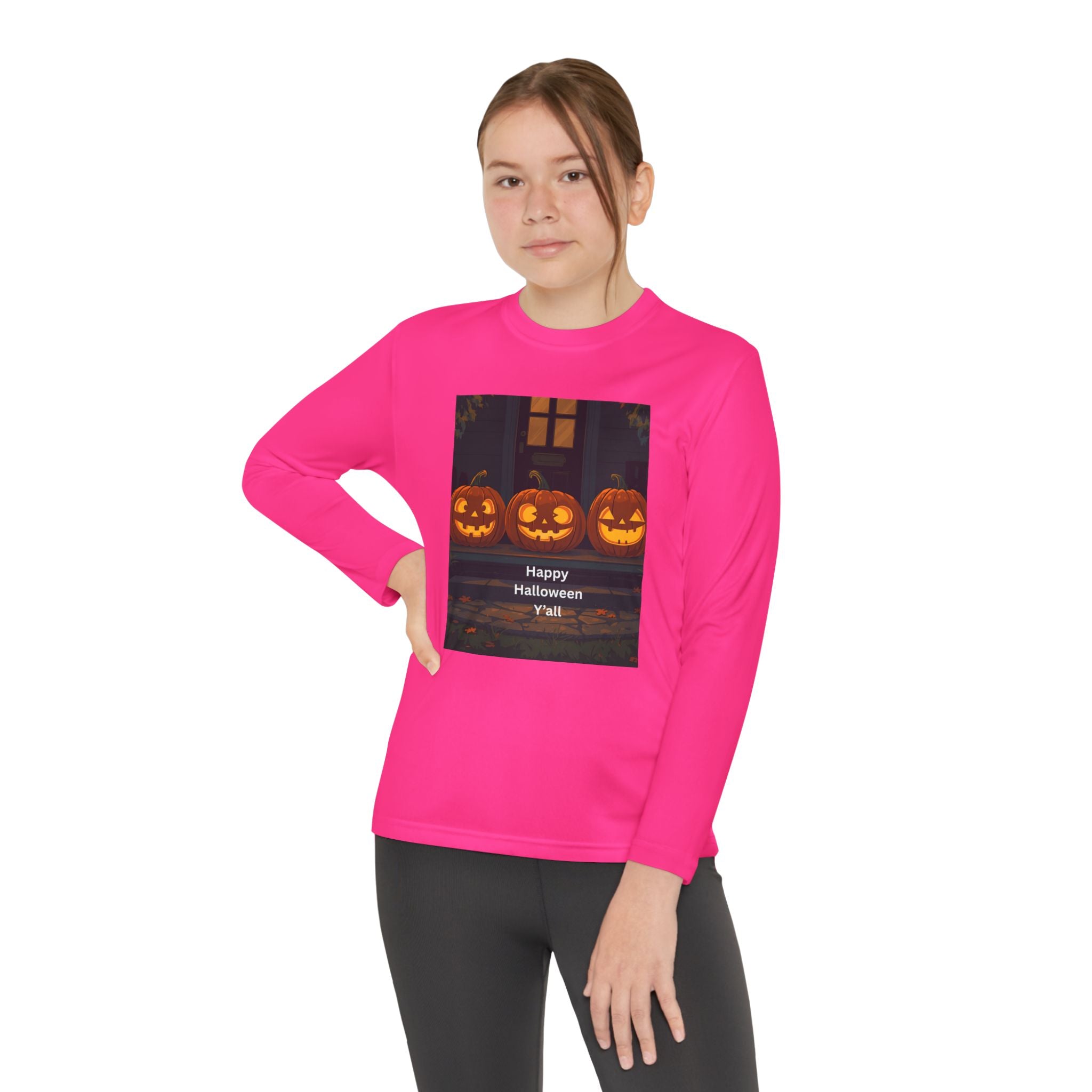 Halloween Pumpkin Youth Long Sleeve Competitor Tee