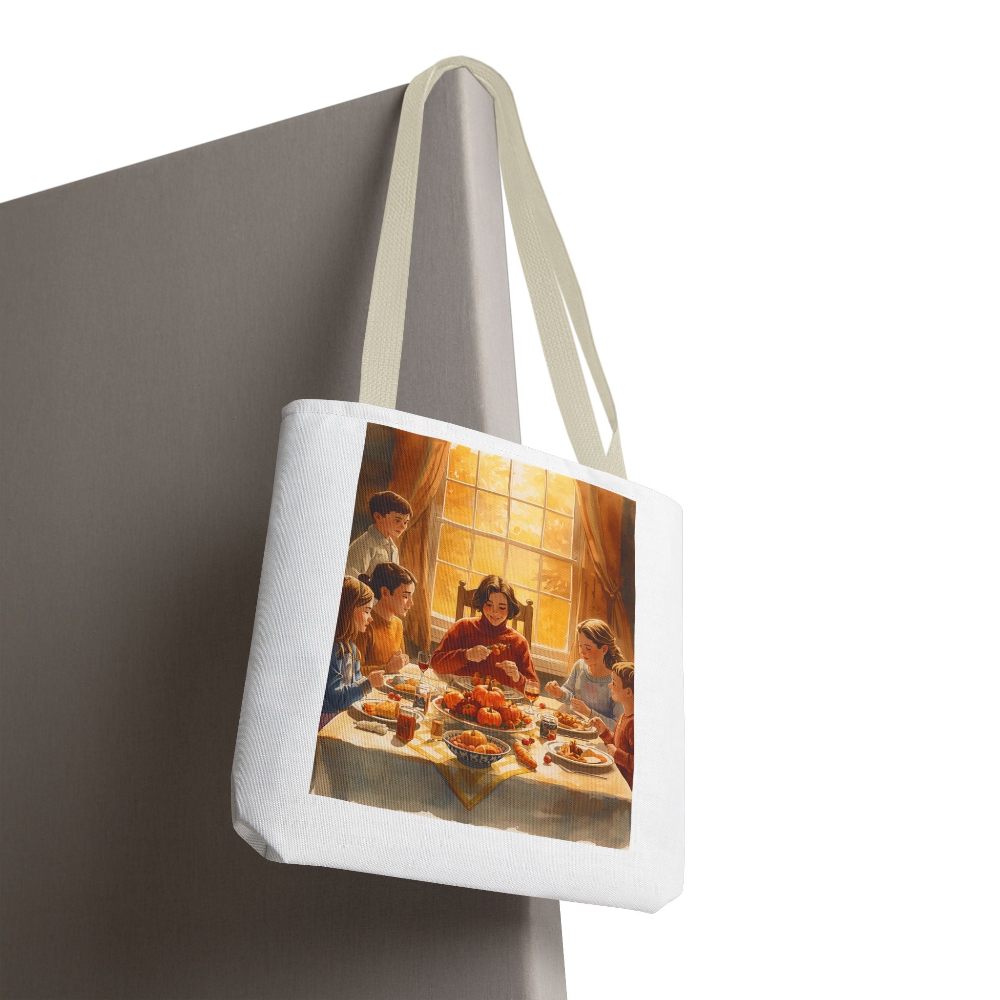 Artistic Family Dinner Tote Bag | Unique AOP Design for Gatherings, Picnics, Gifts, Home Decor, Everyday Use