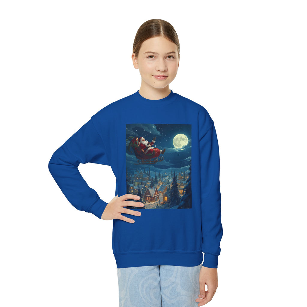 Christmas Santa Sleigh Youth Crewneck Sweatshirt