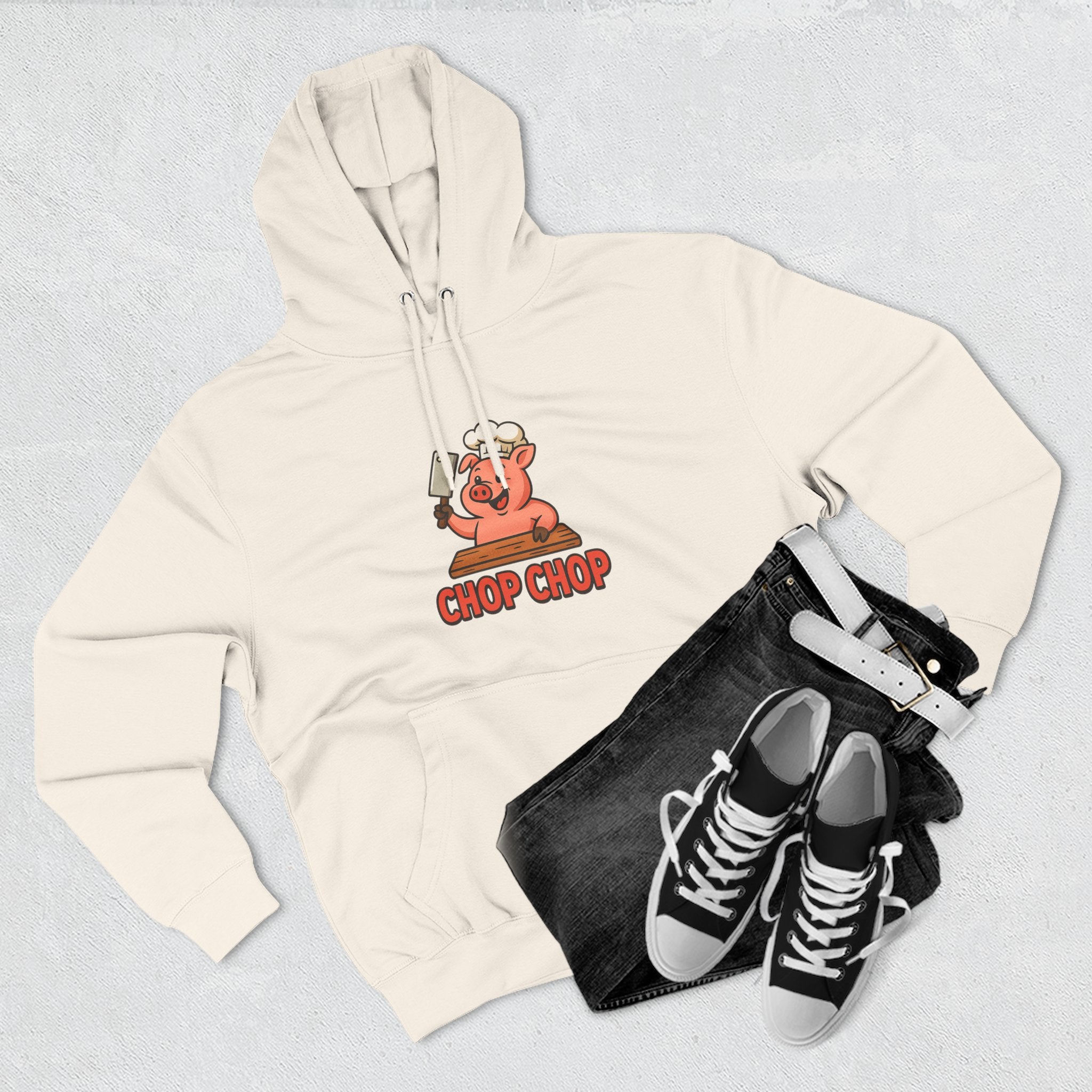 Cute Chef Pig Fleece Hoodie, Comfortable Fall Wear, Gift for Foodies, Kitchen Lovers, Funny Cooking Sweatshirt