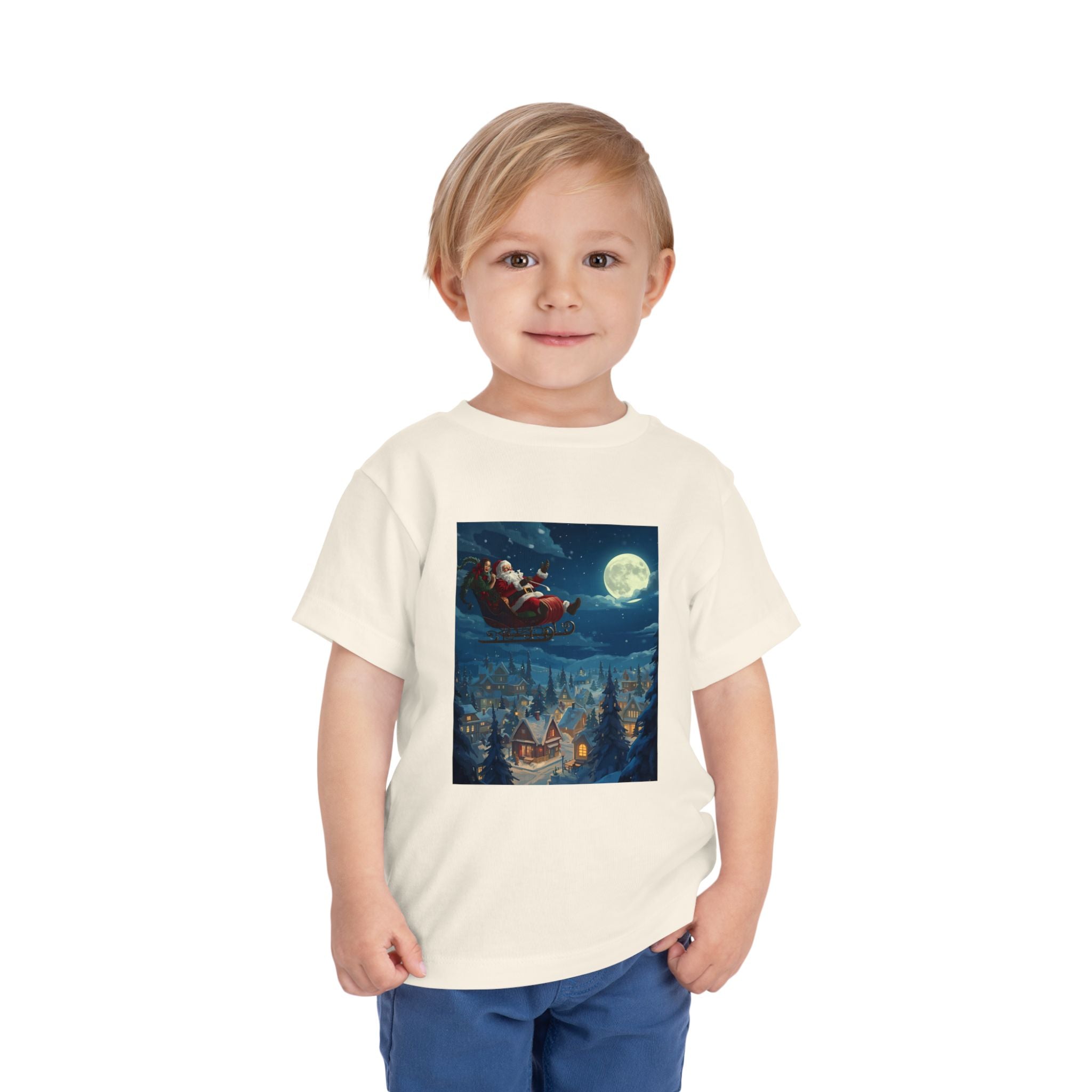 Christmas Santa Sleigh Toddler Short Sleeve Tee