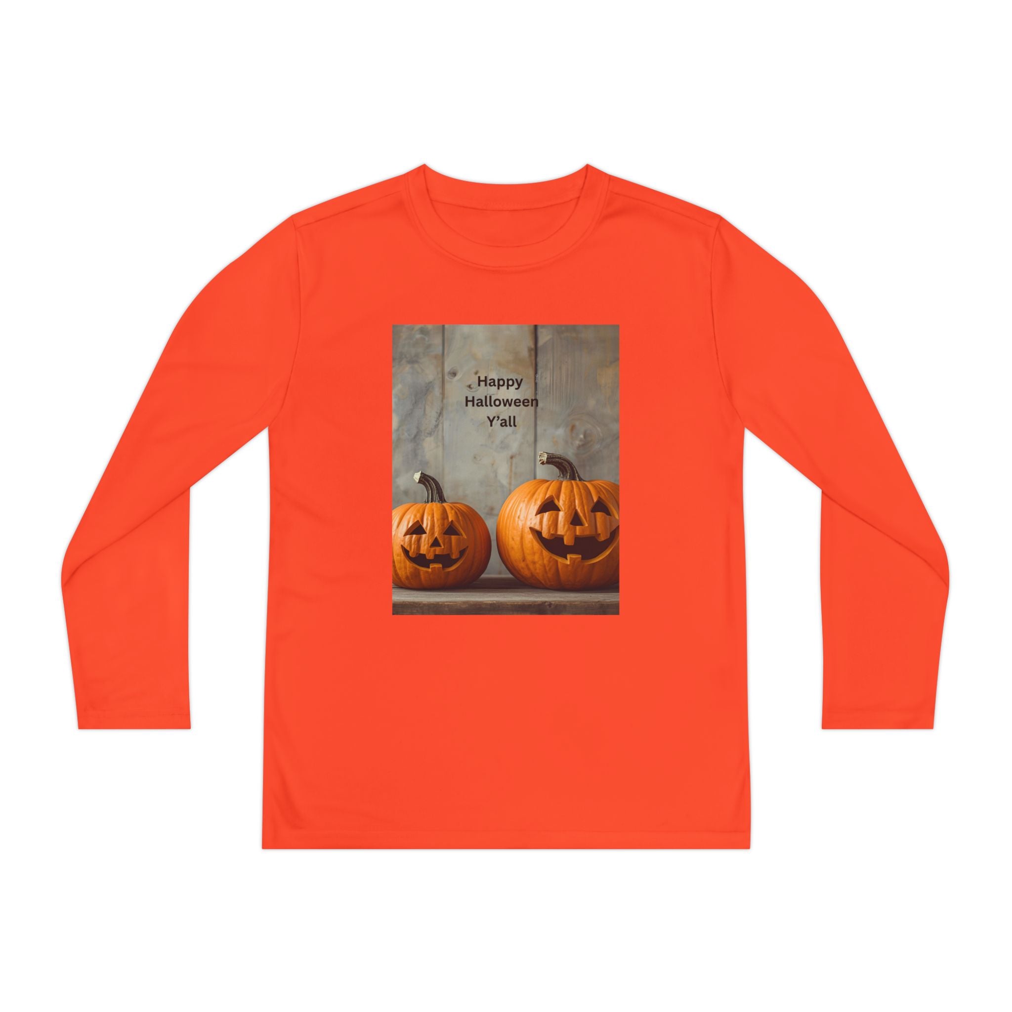 Youth Halloween Pumpkin Long Sleeve Tee, Funny Halloween Shirt, Kids Pumpkin Tee, Fall Celebration Top, Spooky Season Apparel