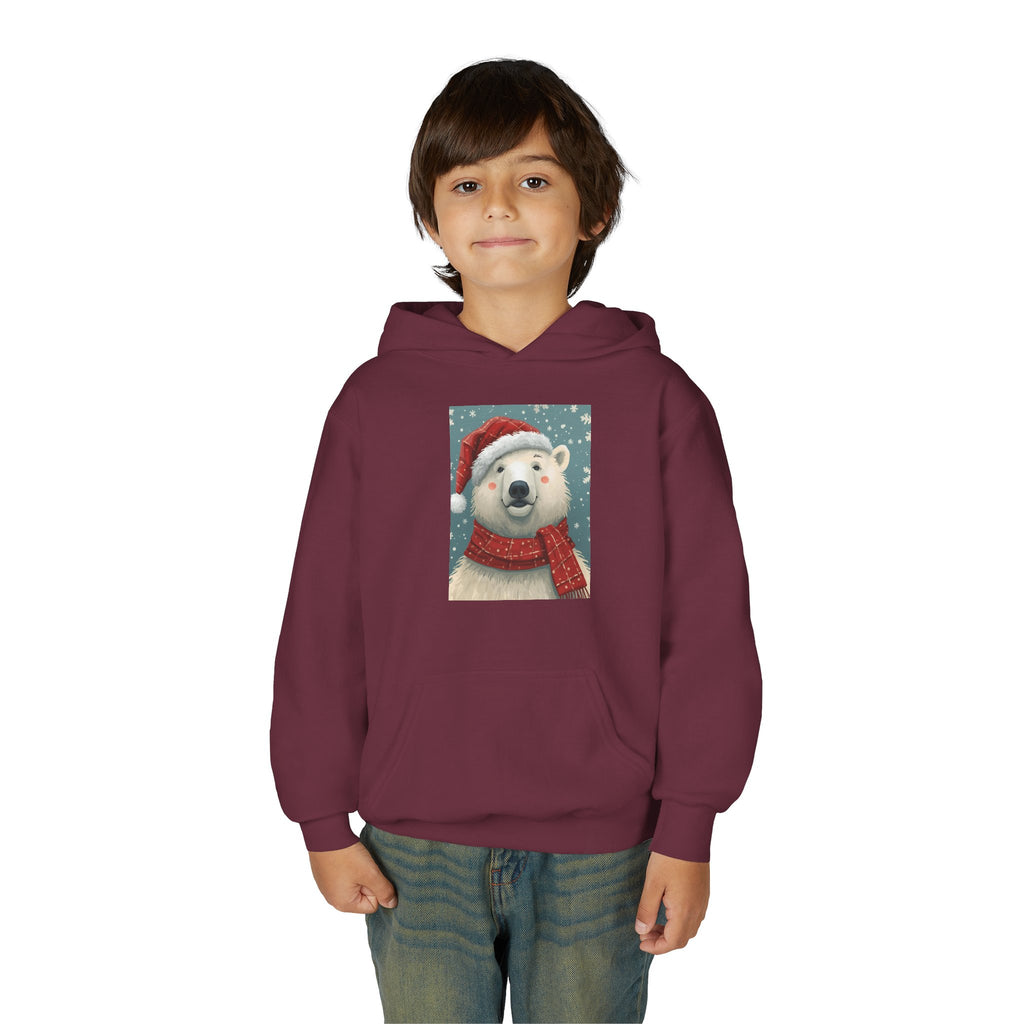 Cozy Polar Bear Christmas Hoodie, Holiday Sweatshirt for Kids, Winter Wear, Gift Idea, Cute Kids Hooded Sweatshirt