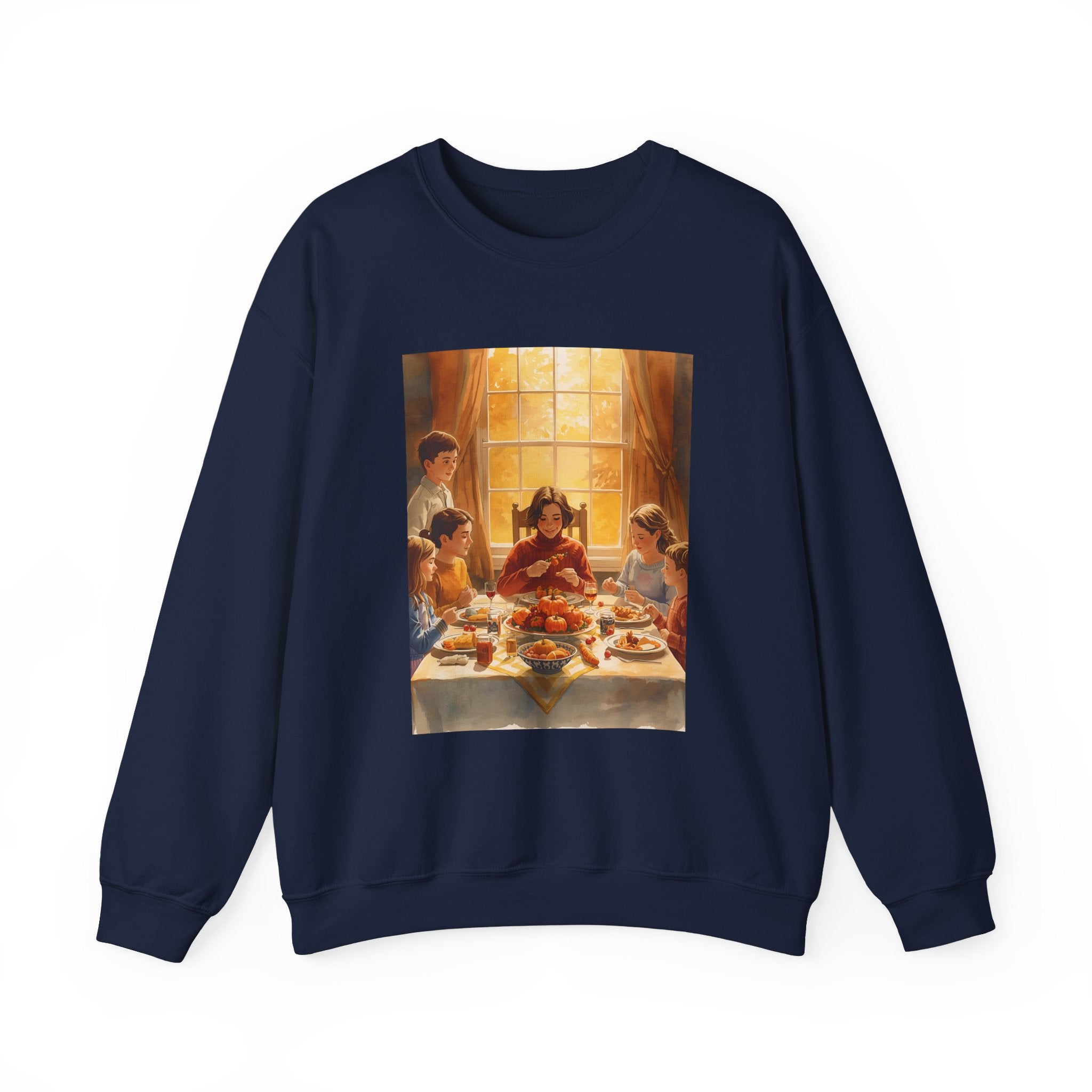 Cozy Family Dinner Crewneck Sweatshirt | Warm Winter Apparel, Casual Layering, Gift for Holidays, Family Gatherings, Nostalgic Artwork