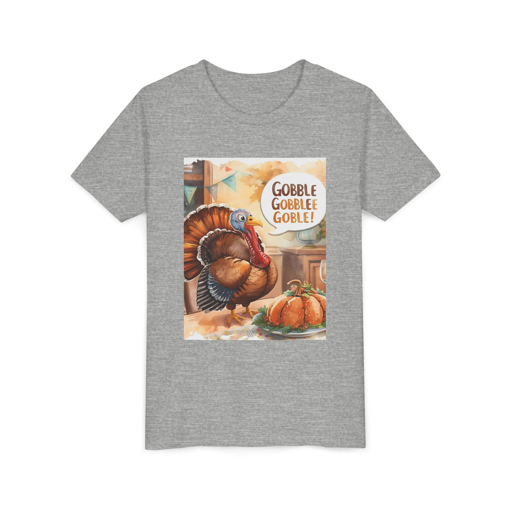 Thanksgiving Turkey Youth Tee, Gobble Gobble Shirt, Kids Thanksgiving Apparel, Fall Celebration Tee, Funny Turkey Shirt