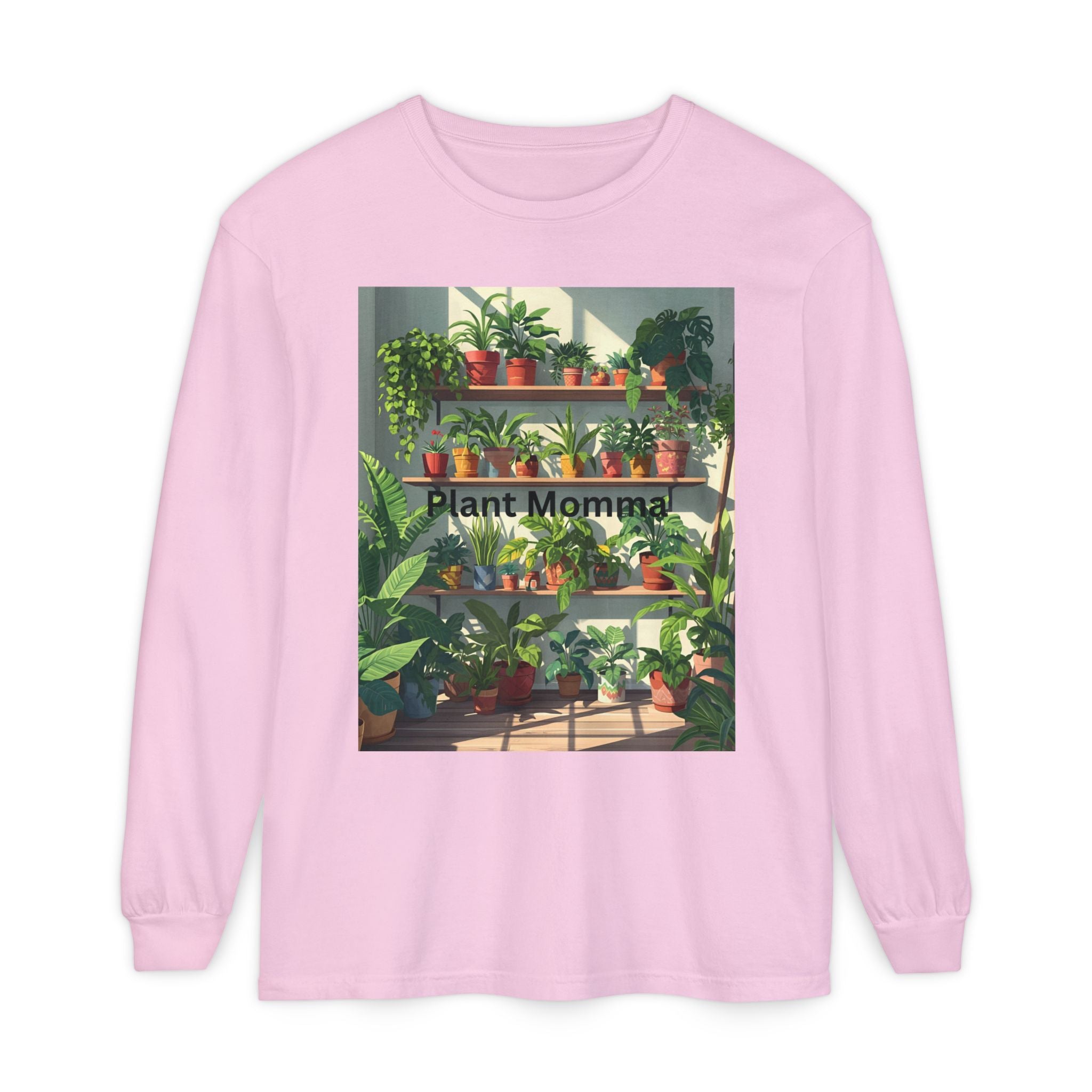 Plant Momma Long Sleeve T-Shirt, Perfect for Plant Lovers, Gardening Gifts, Eco-friendly Fashion, Casual Wear, Spring Celebrations