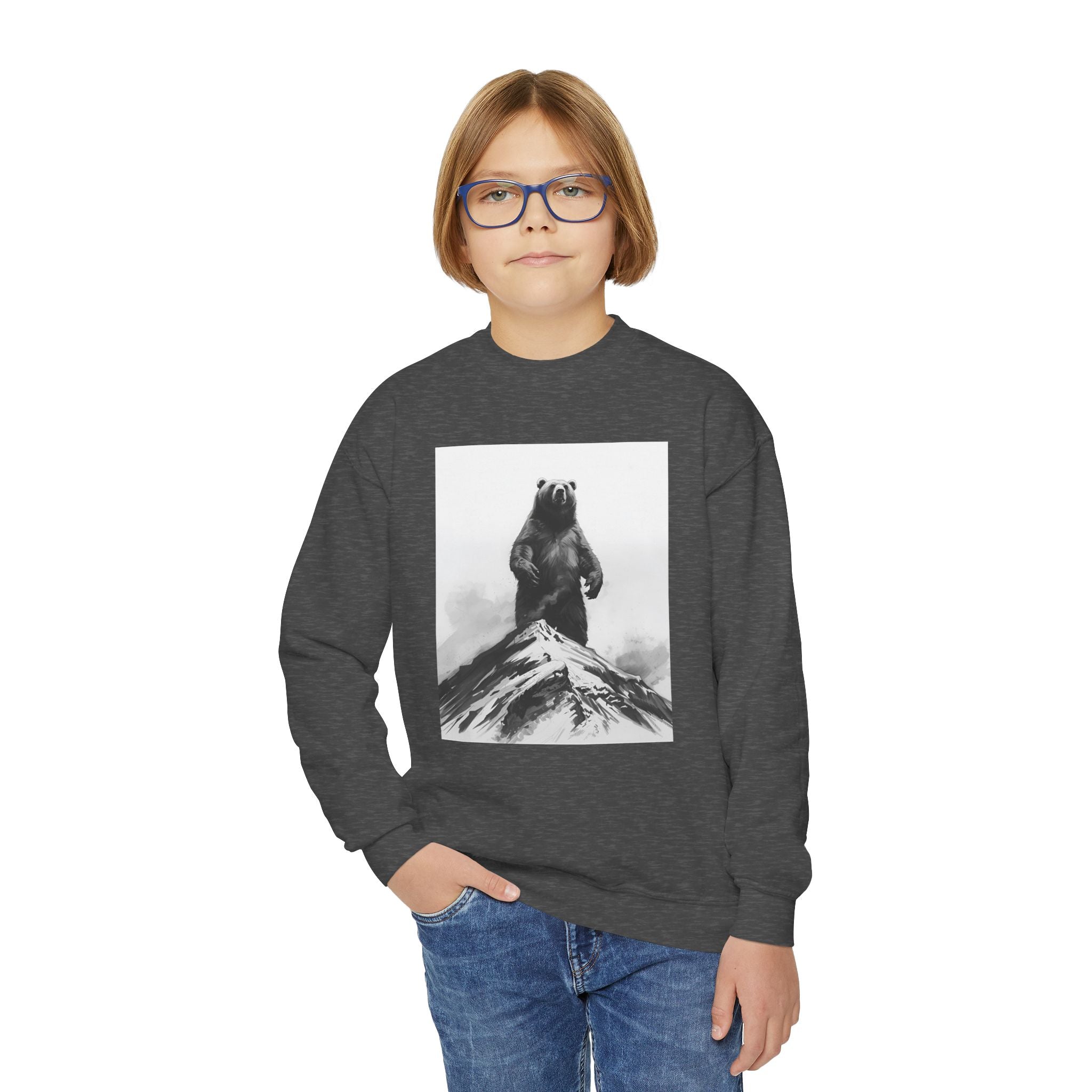 Bear Mountain Snow Youth Crewneck Sweatshirt