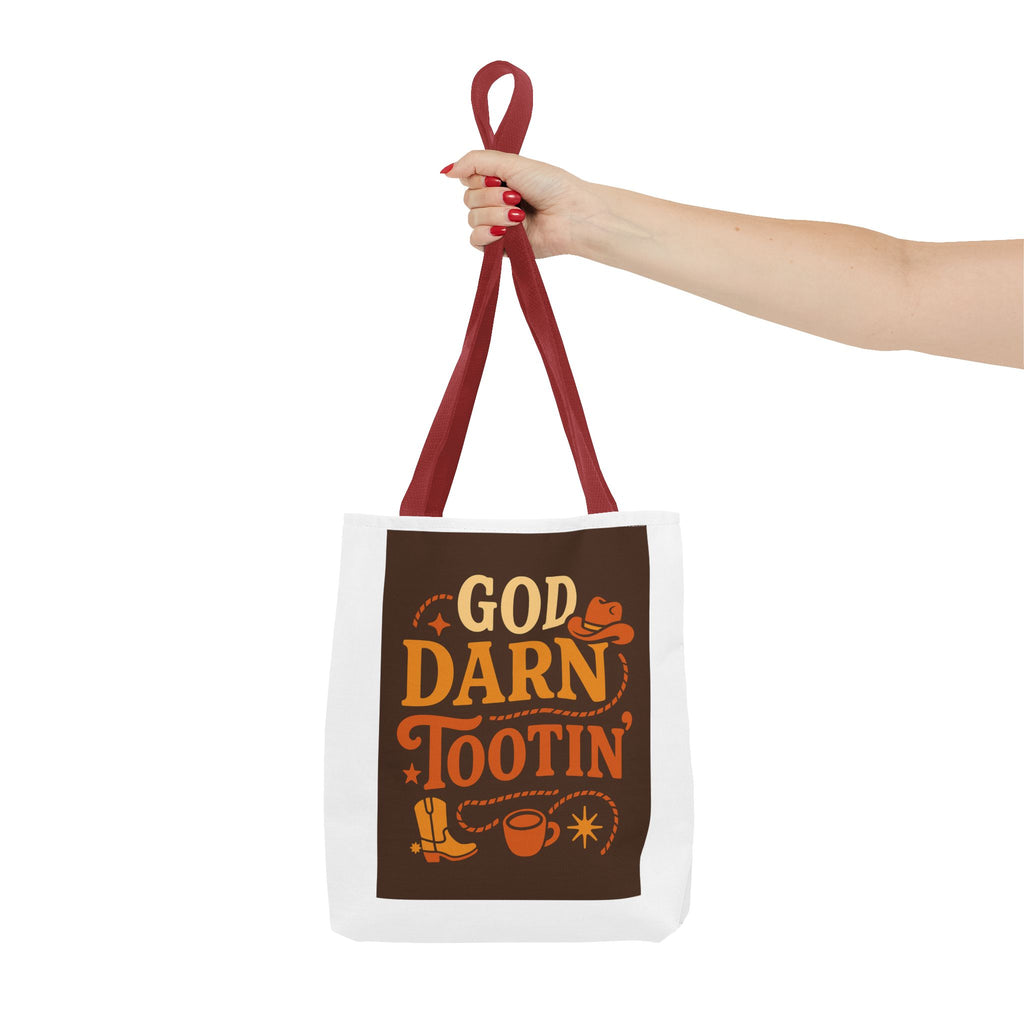 Western-Themed Tote Bag with 'God Darn Tootin' Design, Cowgirl Tote, Funny Grocery Bag, Cowboy Gift, Unique Beach Bag, Tote for Festivals