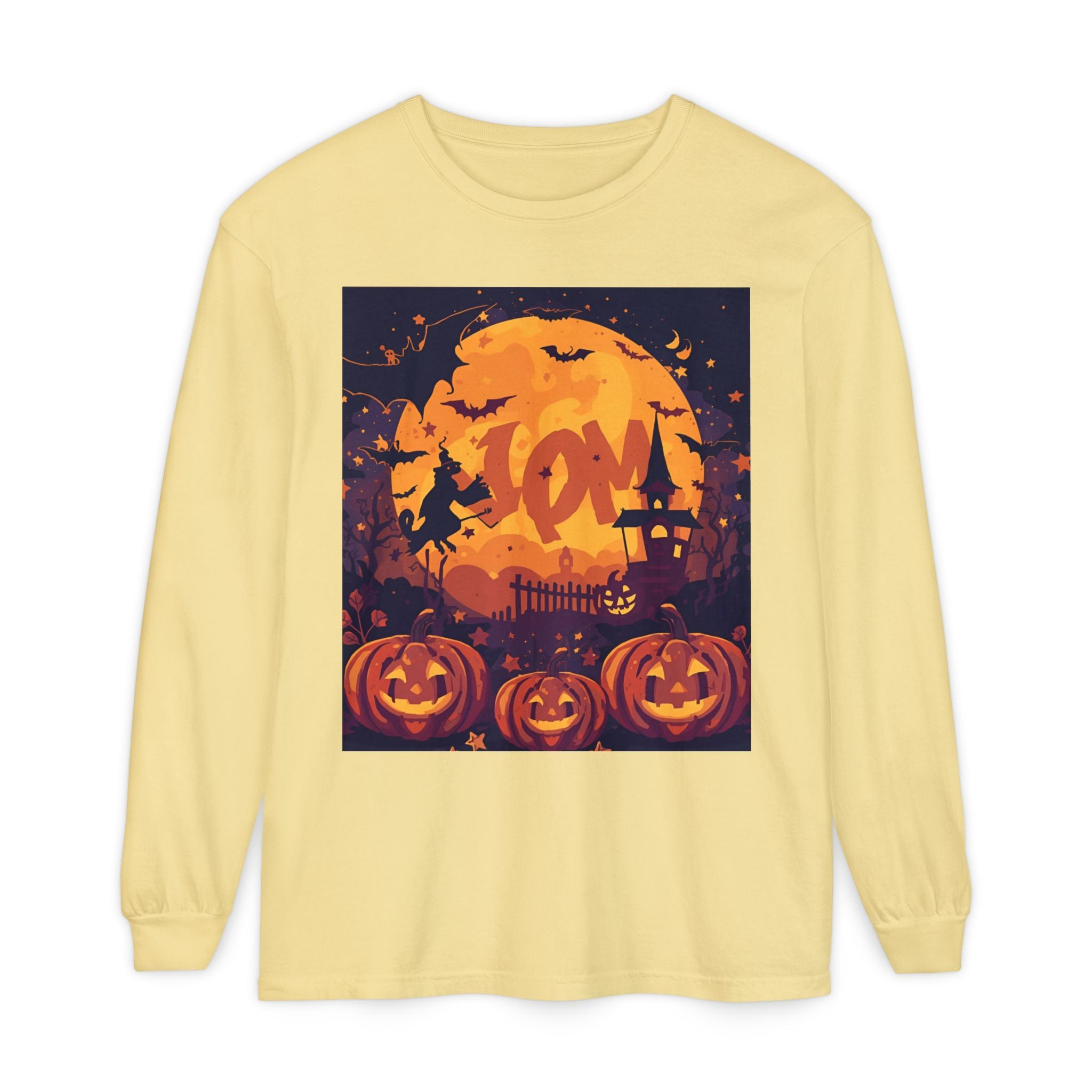 Halloween Pumpkin Long Sleeve T-Shirt, Unisex Spooky Shirt, Fall Apparel, Halloween Costume, Cozy Autumn Top, Halloween Party Wear