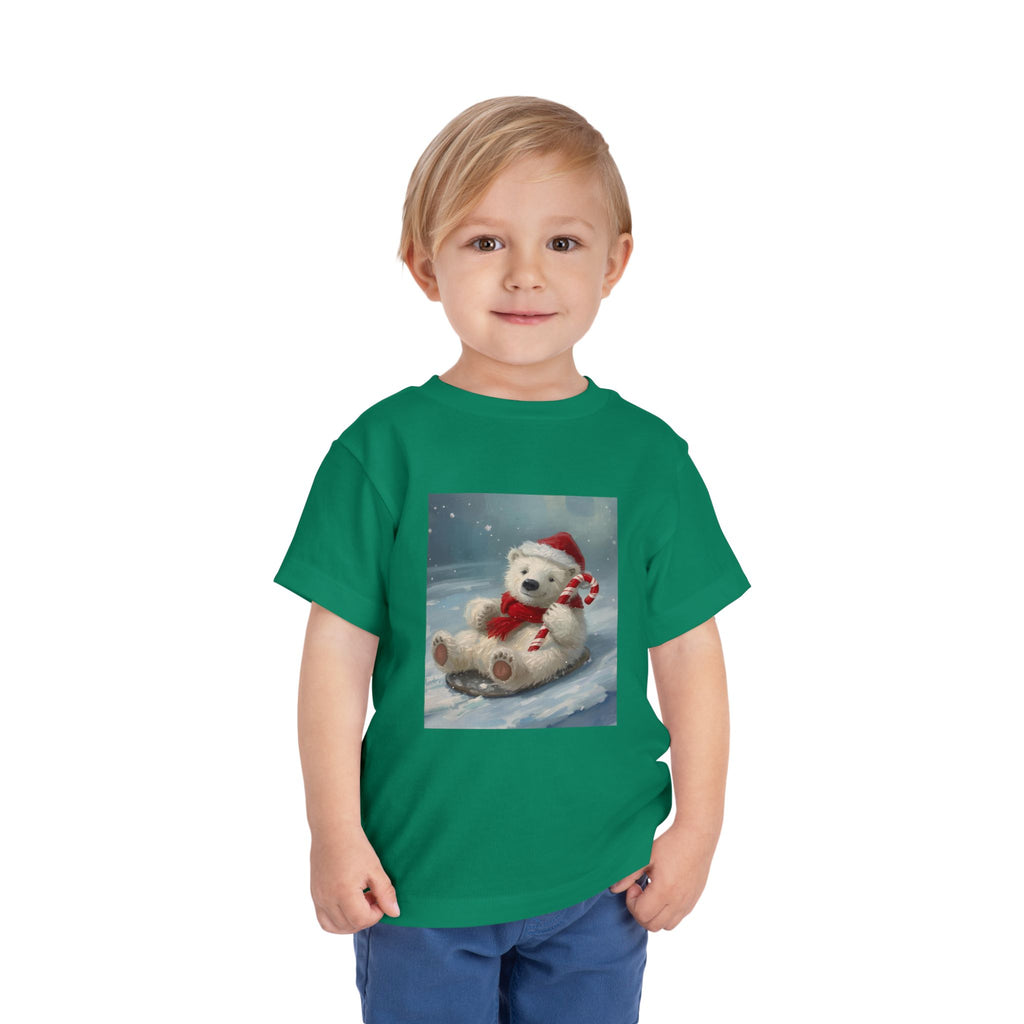 Cute Christmas Bear Toddler Short Sleeve Tee