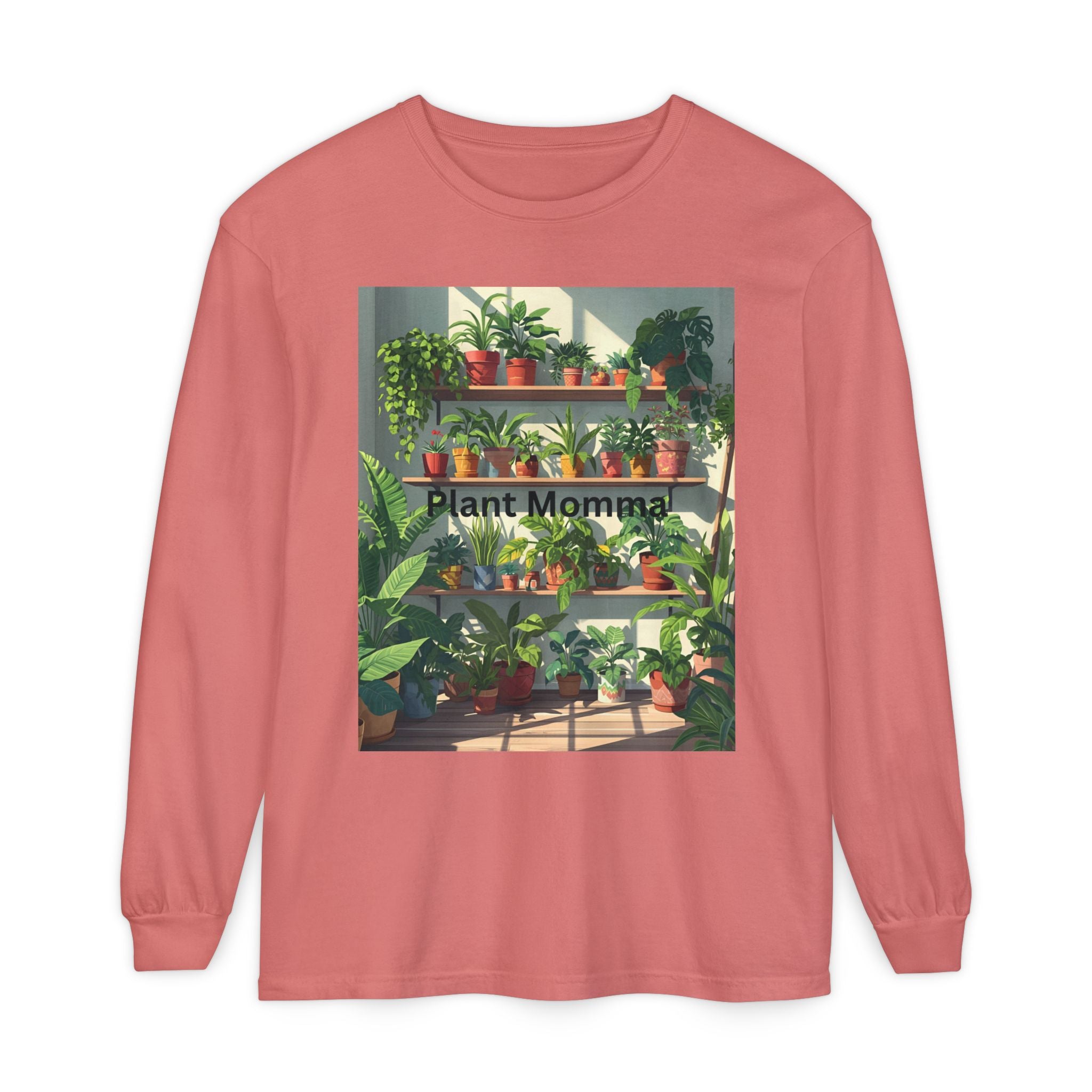 Plant Momma Long Sleeve T-Shirt, Perfect for Plant Lovers, Gardening Gifts, Eco-friendly Fashion, Casual Wear, Spring Celebrations