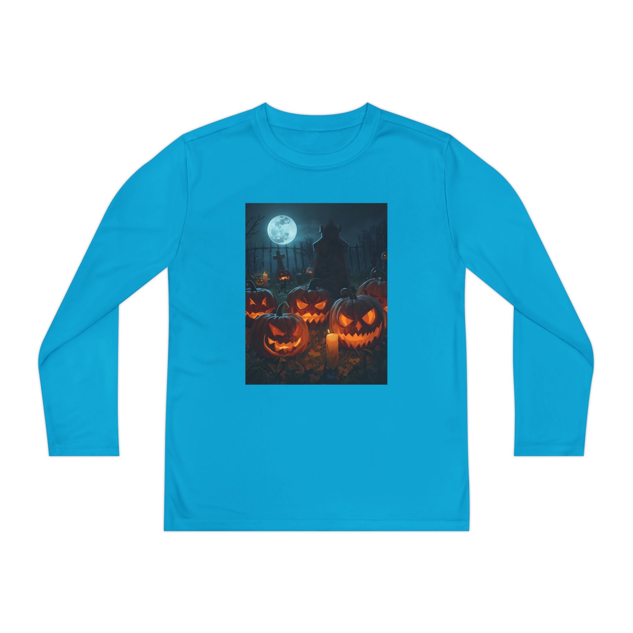 Spooky Halloween Pumpkin Youth Long Sleeve Competitor Tee