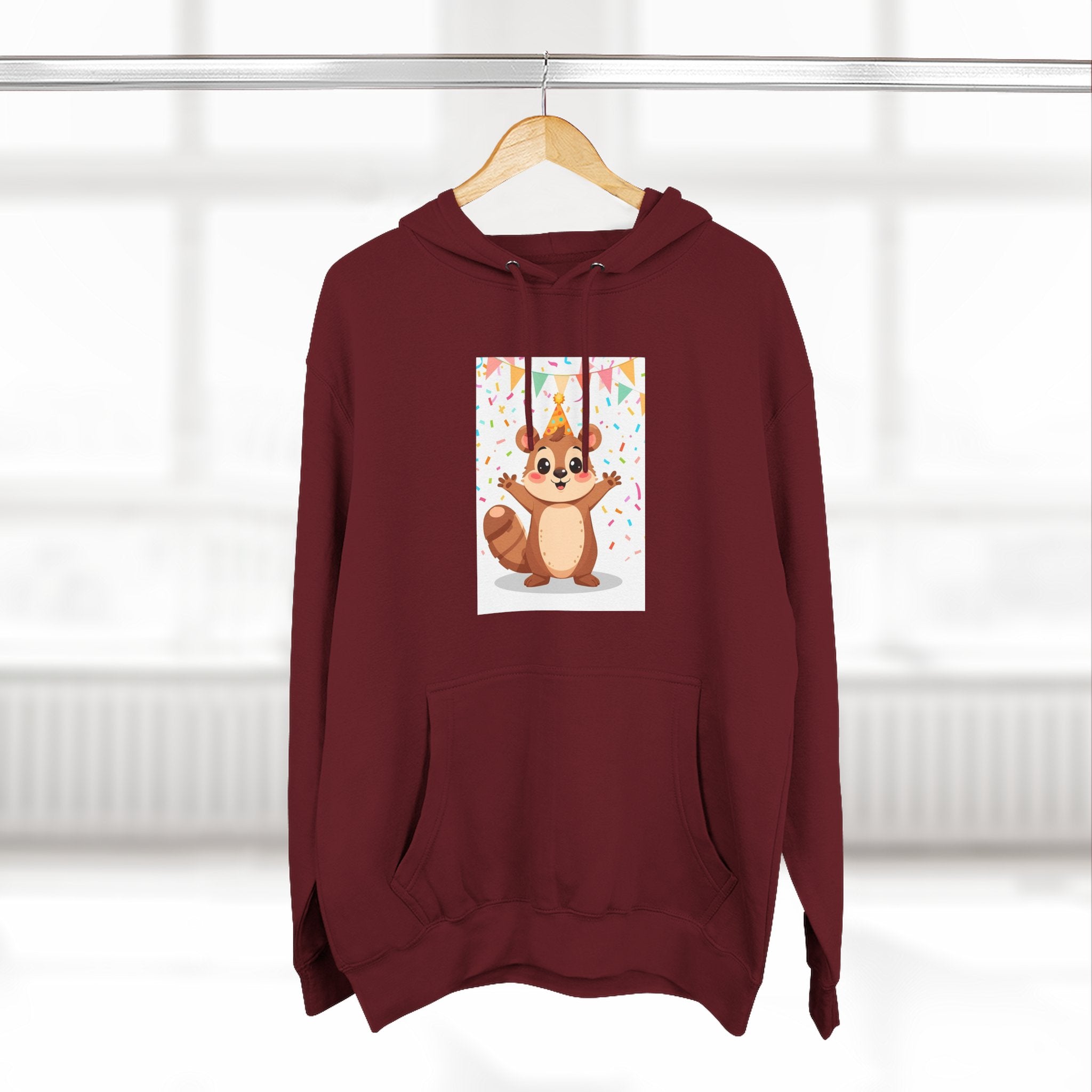 Party Animal With Squirl Three-Panel Fleece Hoodie