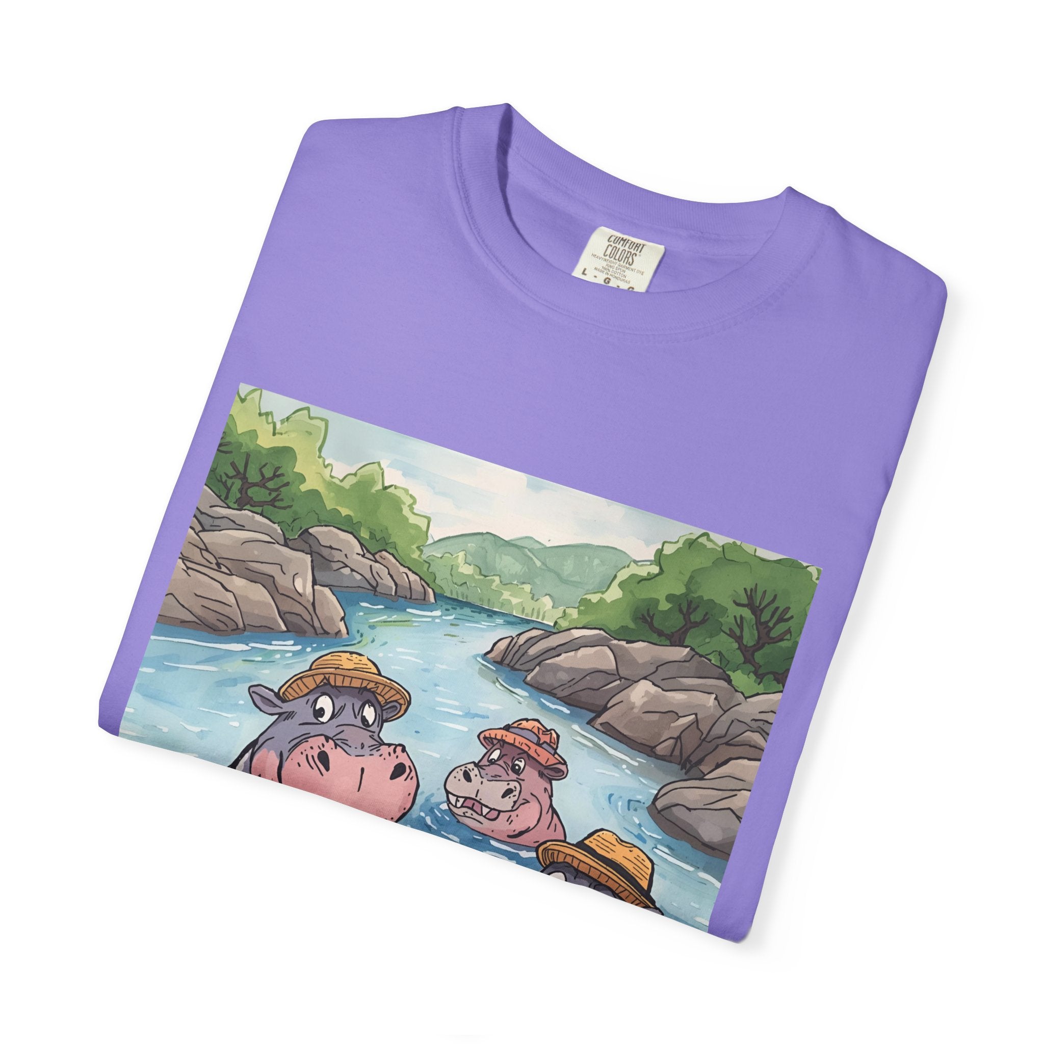 Hippo Adventure Unisex T-Shirt, Cute Animal Tee, Gift for Nature Lovers, Casual Wear, Birthday and Summer Vibe