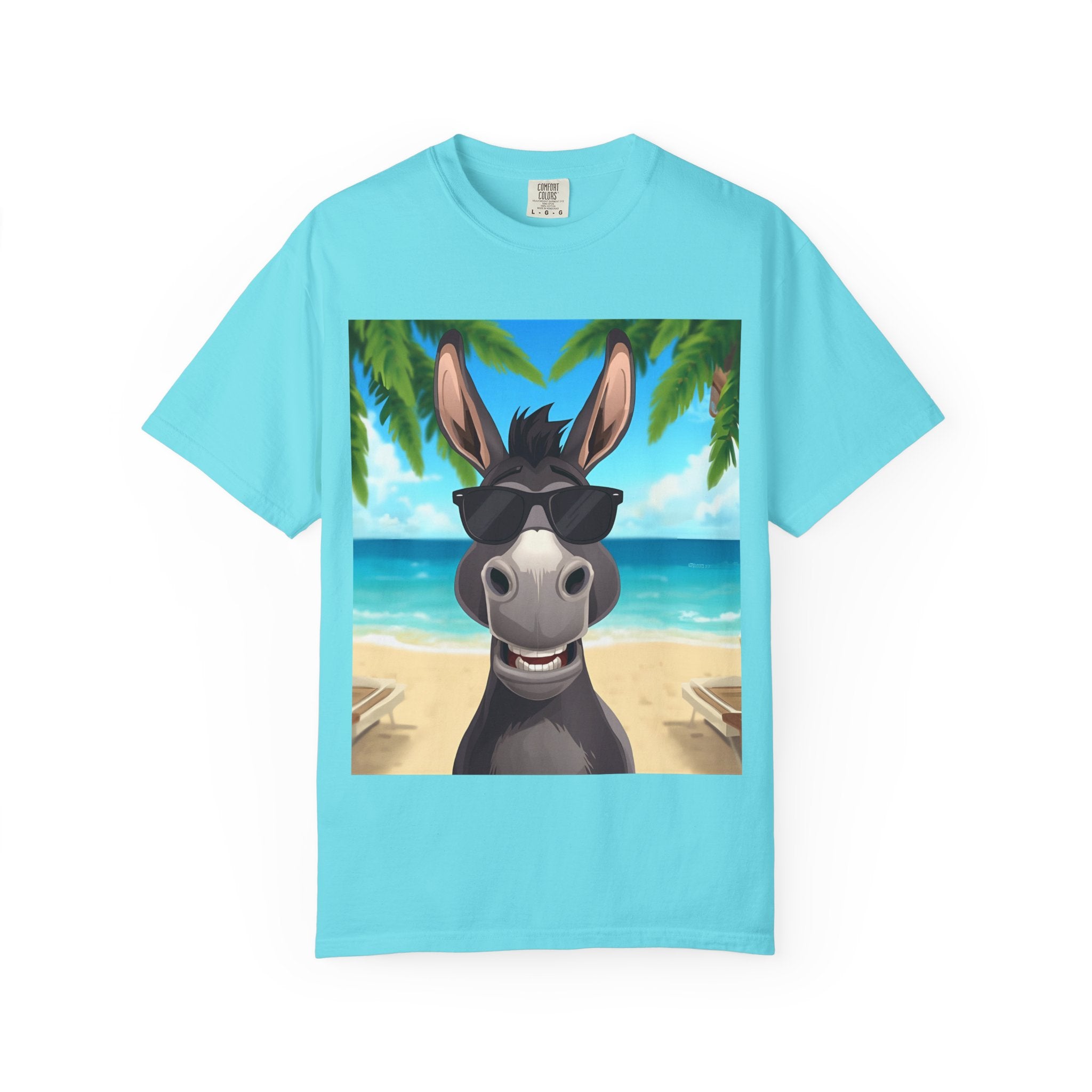 Chill Donkey Sunset T-Shirt, Unisex Summer Tee, Casual Beachwear, Gift for Animal Lovers, Fun Vacation Shirt