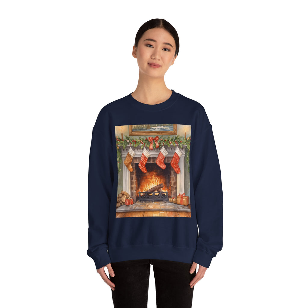 Christmas Stocking Fireplace Unisex Heavy Blend™ Crewneck Sweatshirt