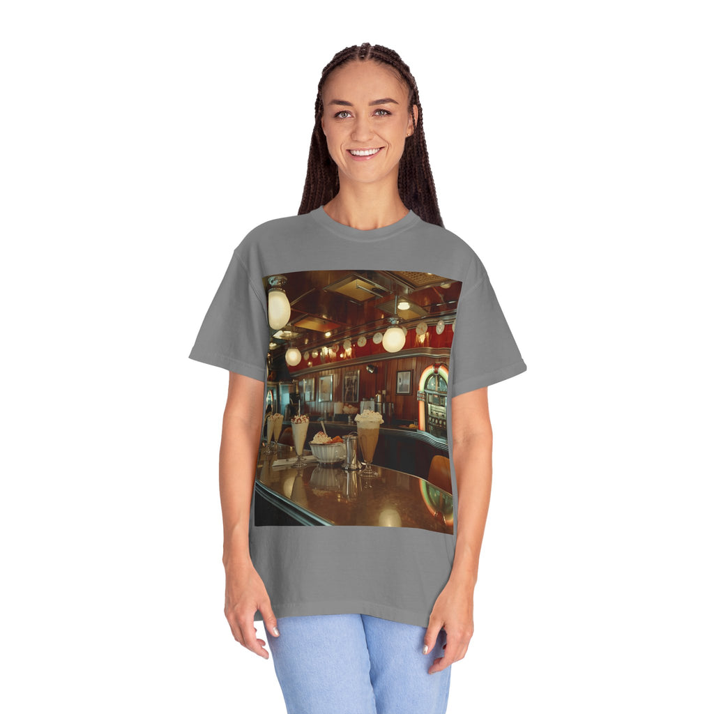 Cozy Vintage Café Vibe Unisex T-shirt, Casual Tee, Retro Style, Gift for Coffee Lovers, Summer Fashion, Everyday Wear