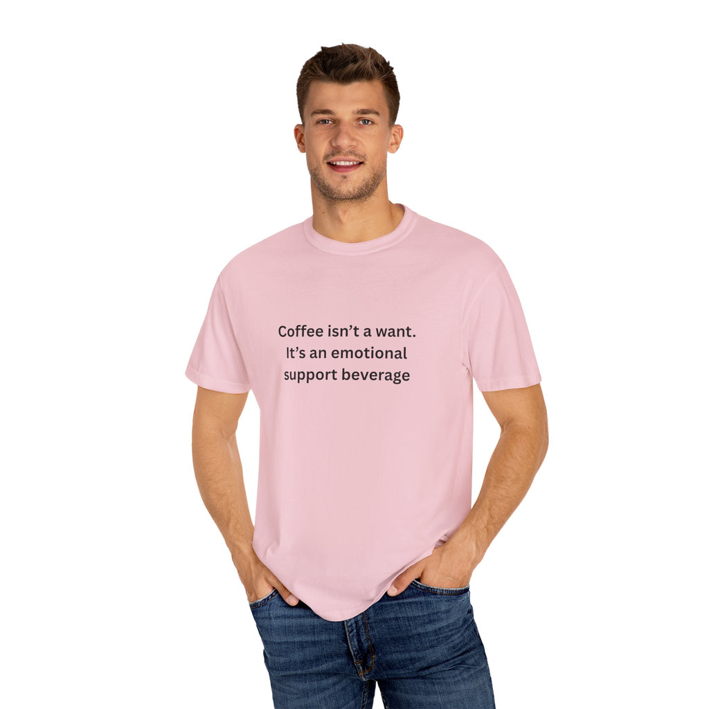 Coffee Support Unisex T-shirt, Emotional Support Beverage Tee, Gift for Coffee Lovers, Casual Wear, Funny Coffee Shirt