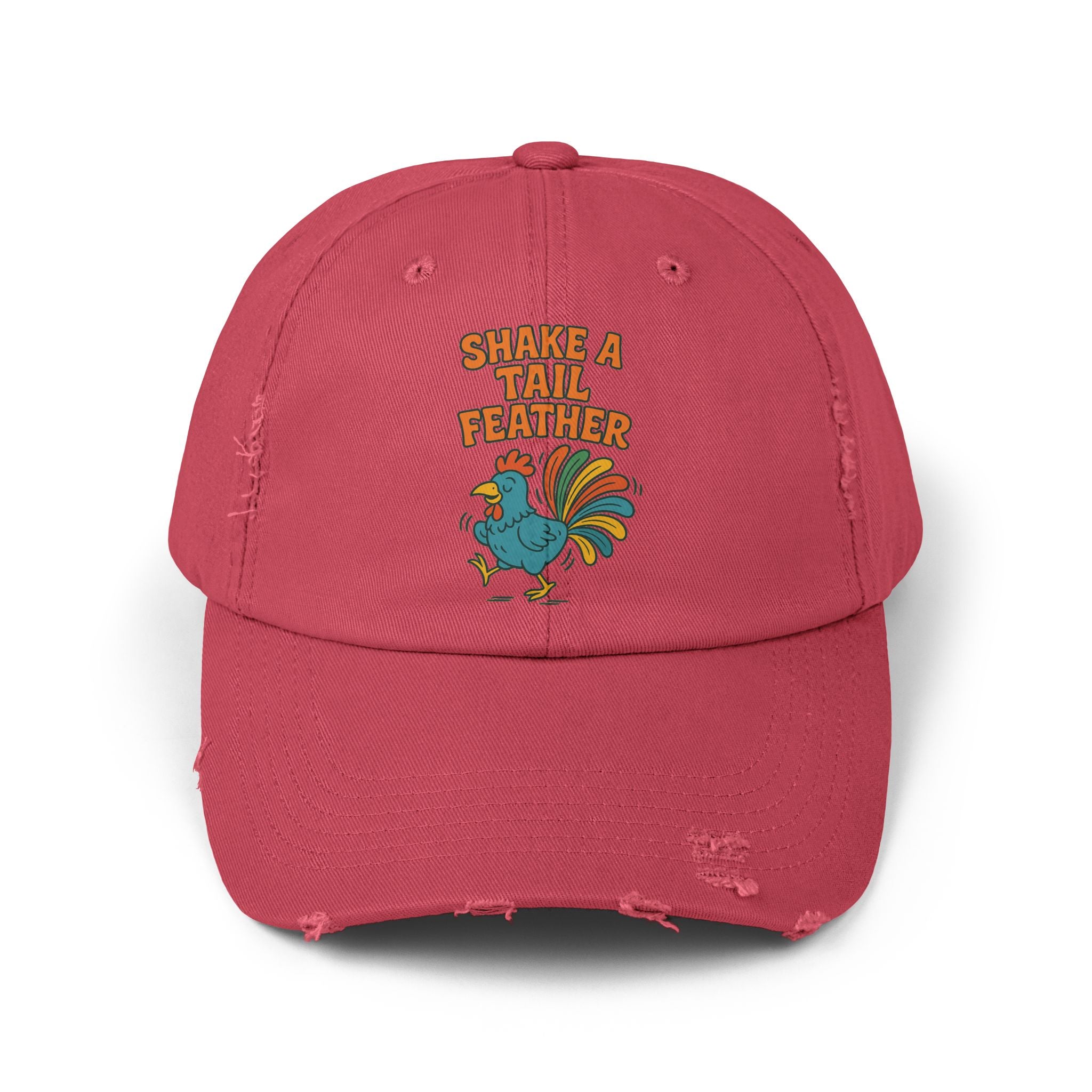 Rooster Funny Shake A Tail Feather Unisex Distressed Cap