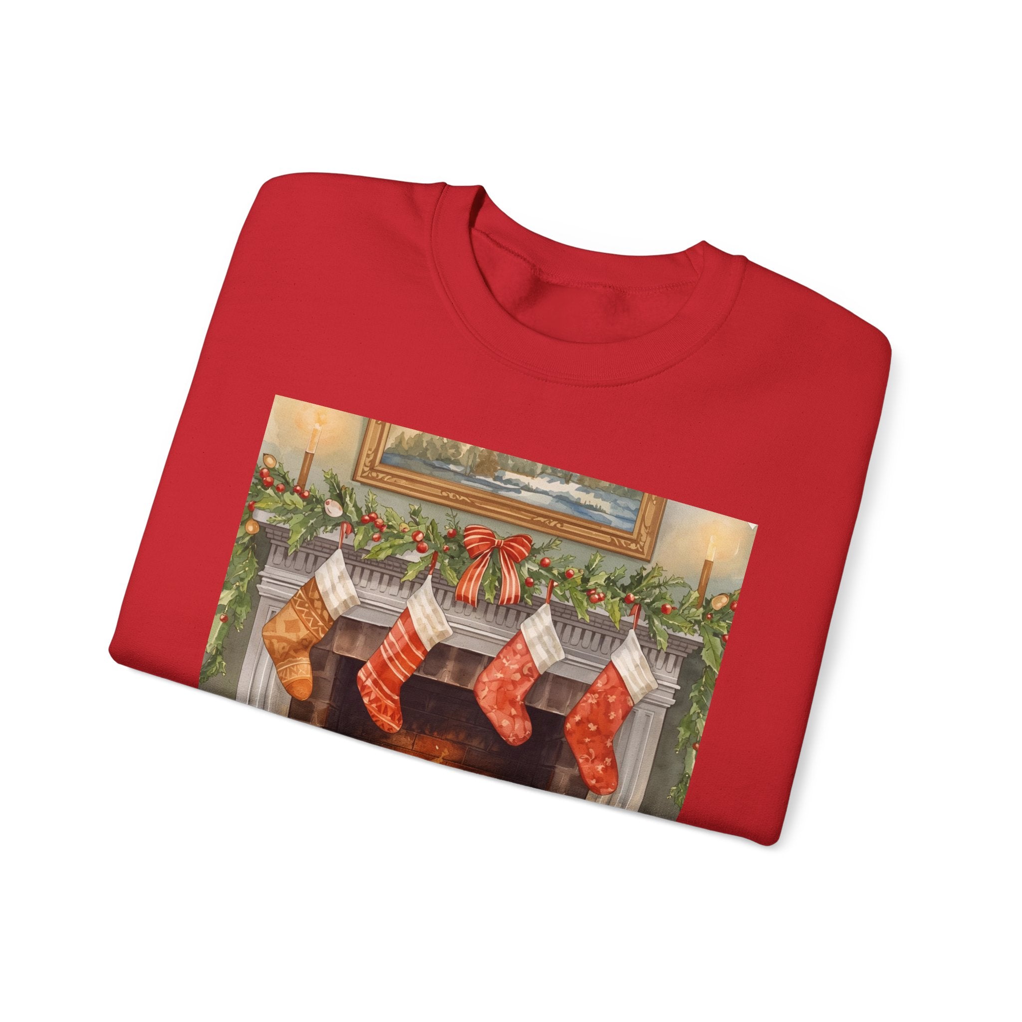 Christmas Stocking Fireplace Unisex Heavy Blend™ Crewneck Sweatshirt