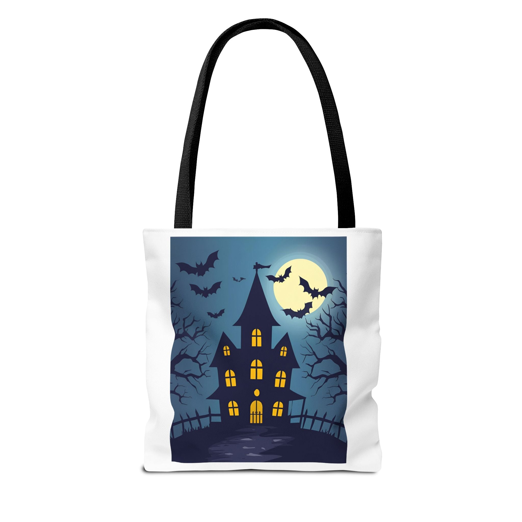 Halloween Haunted House Tote Bag, Spooky Shopping Bag, Party Favor, Trick or Treat, Autumn Accessory, Gift for Ghost Lovers, Haunted House Design