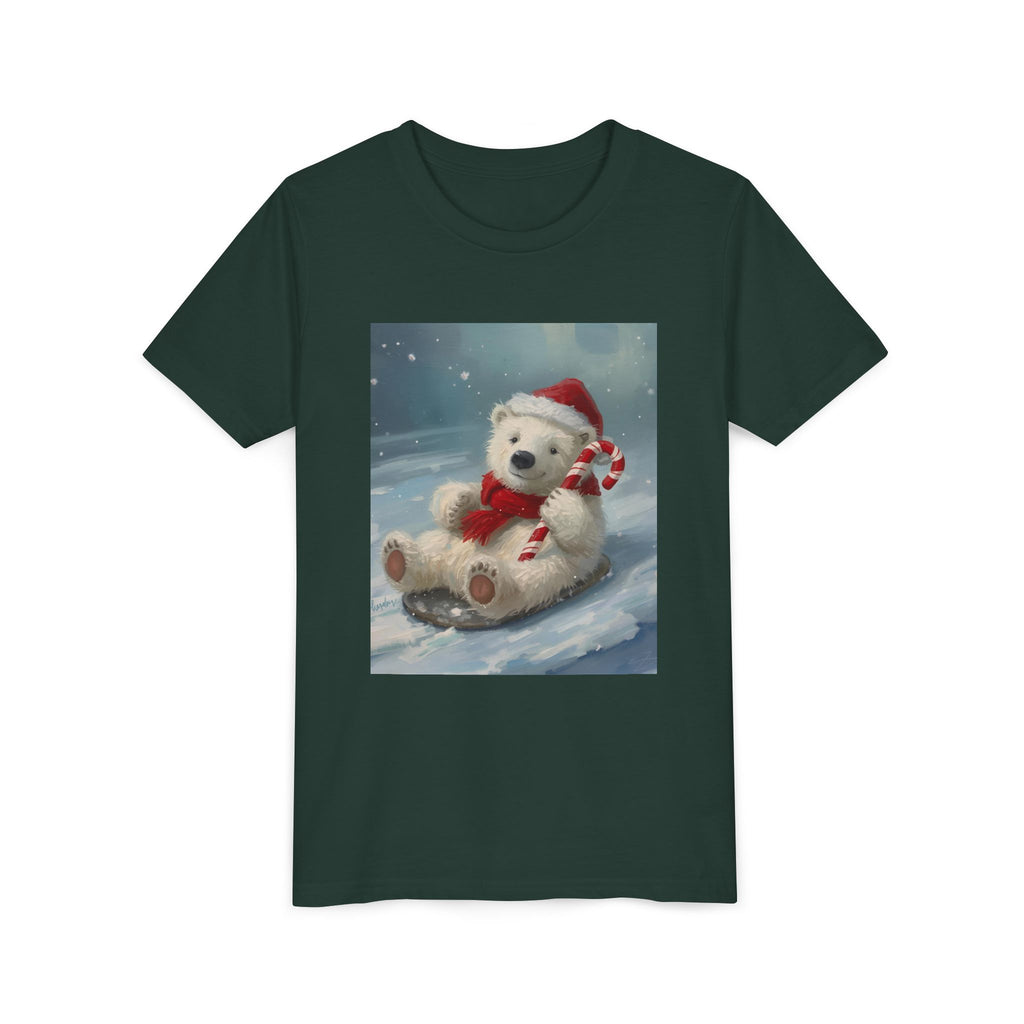 Cute Christmas Bear Youth Short Sleeve Tee