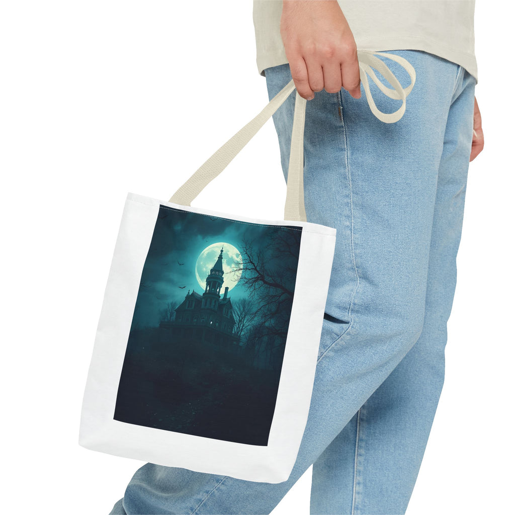 Haunting Moonlight Tote Bag, Gothic Halloween Bag, Spooky Night Carryall, Festival Tote, Eerie Gift for Horror Lovers