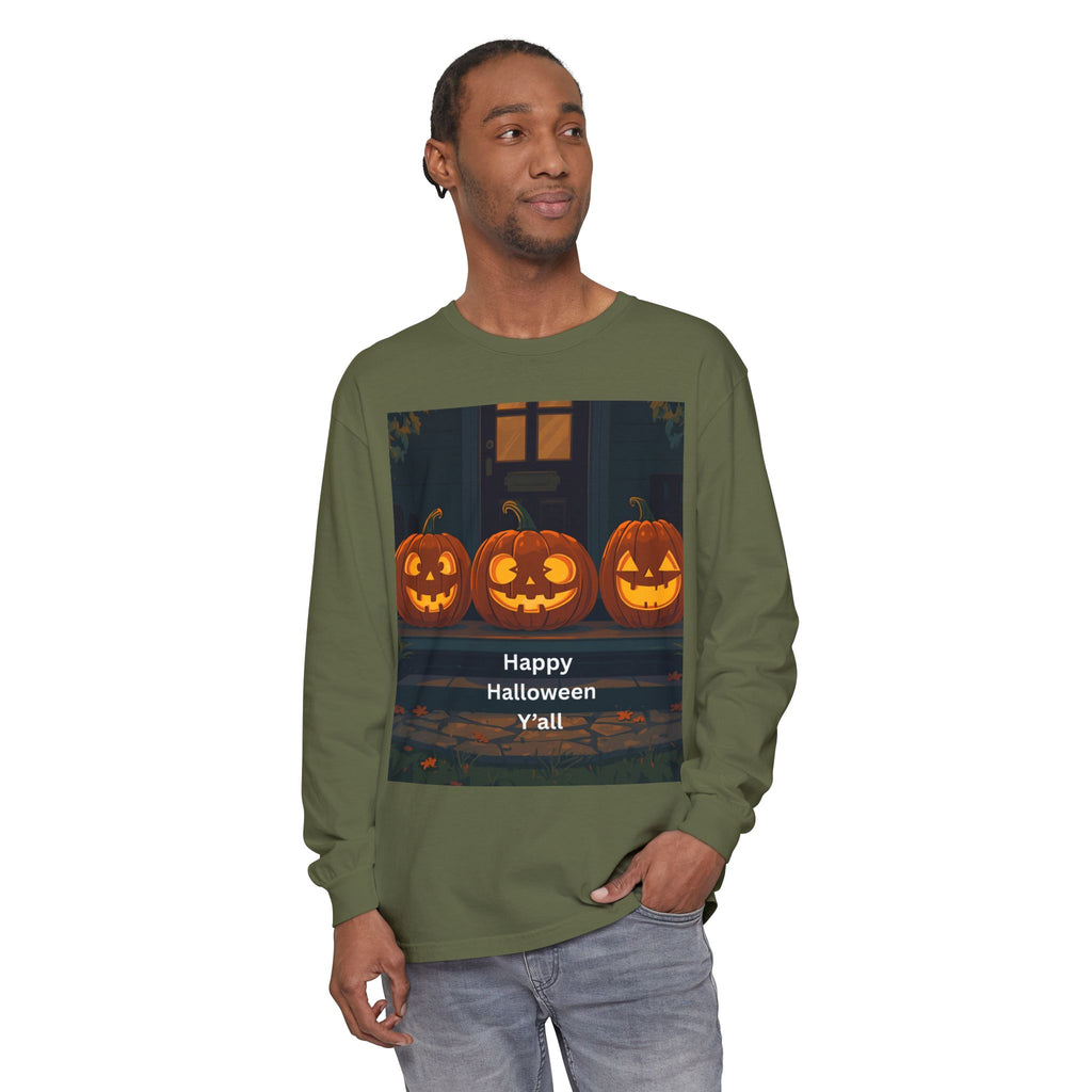 Halloween Pumpkin Long Sleeve T-Shirt, Fall Apparel, Comfortable Shirt, Unisex Halloween Tee, Seasonal Gift, Spooky Vibes