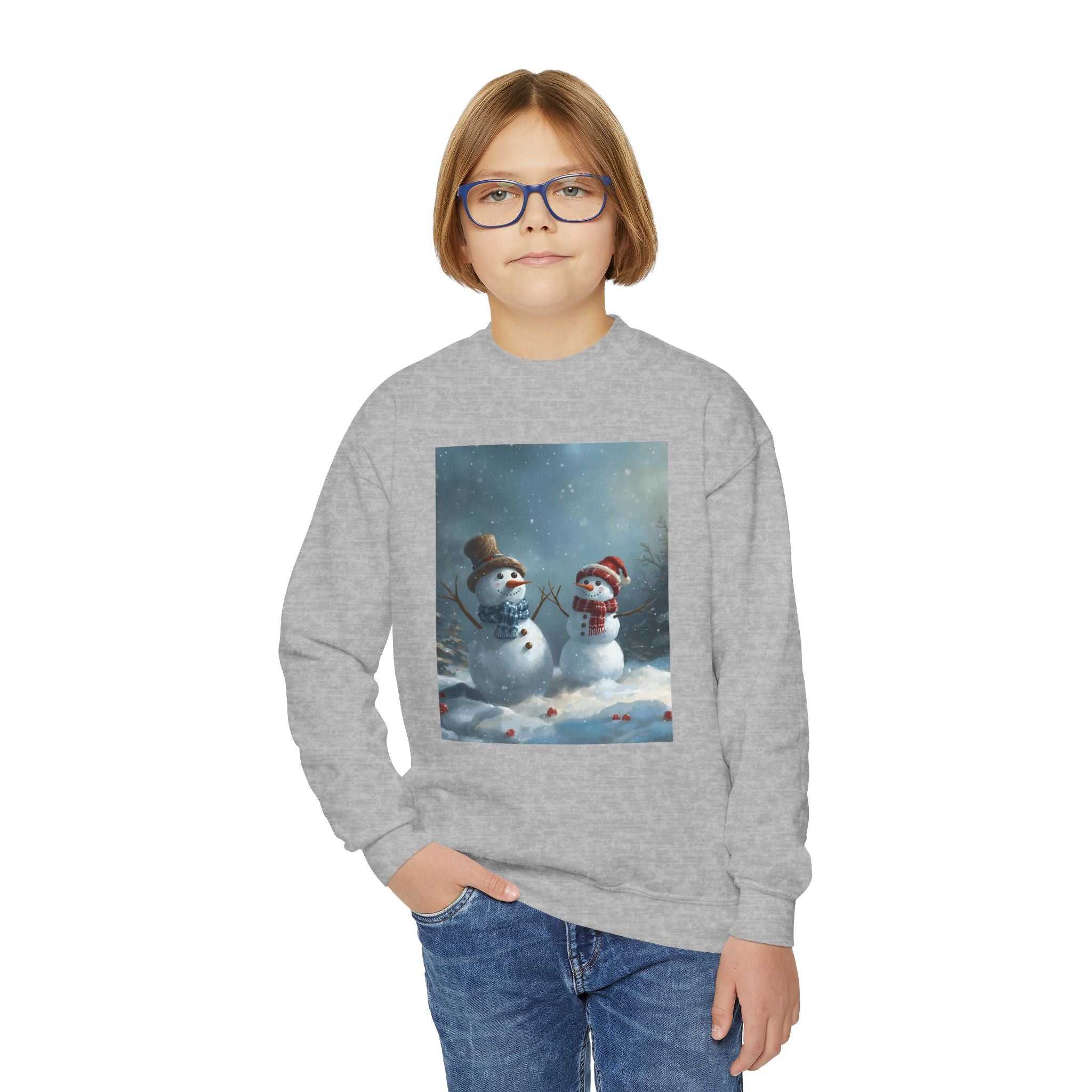 Christmas Snowman Family Youth Crewneck Sweatshirt