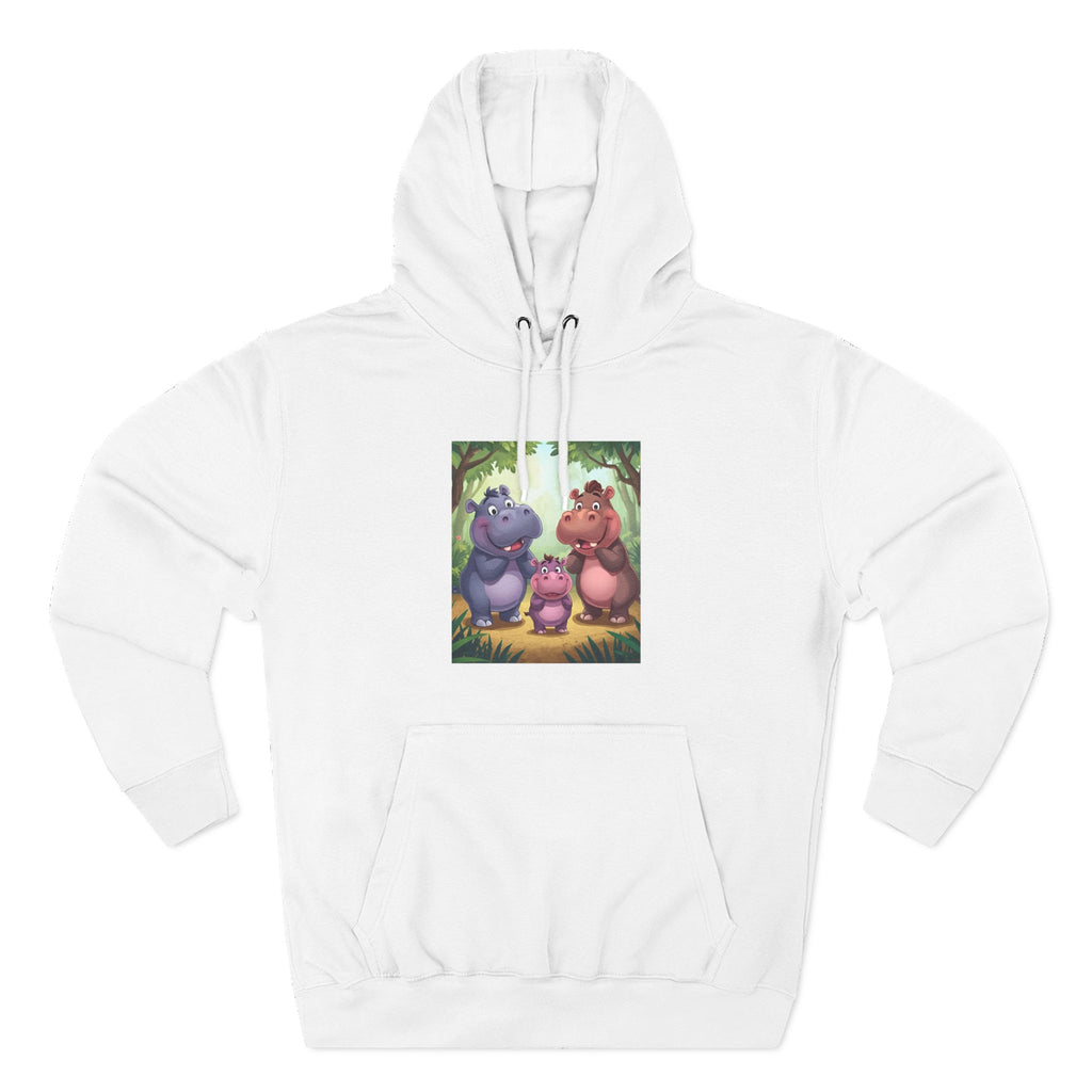 Hippo Cute Three-Panel Fleece Hoodie