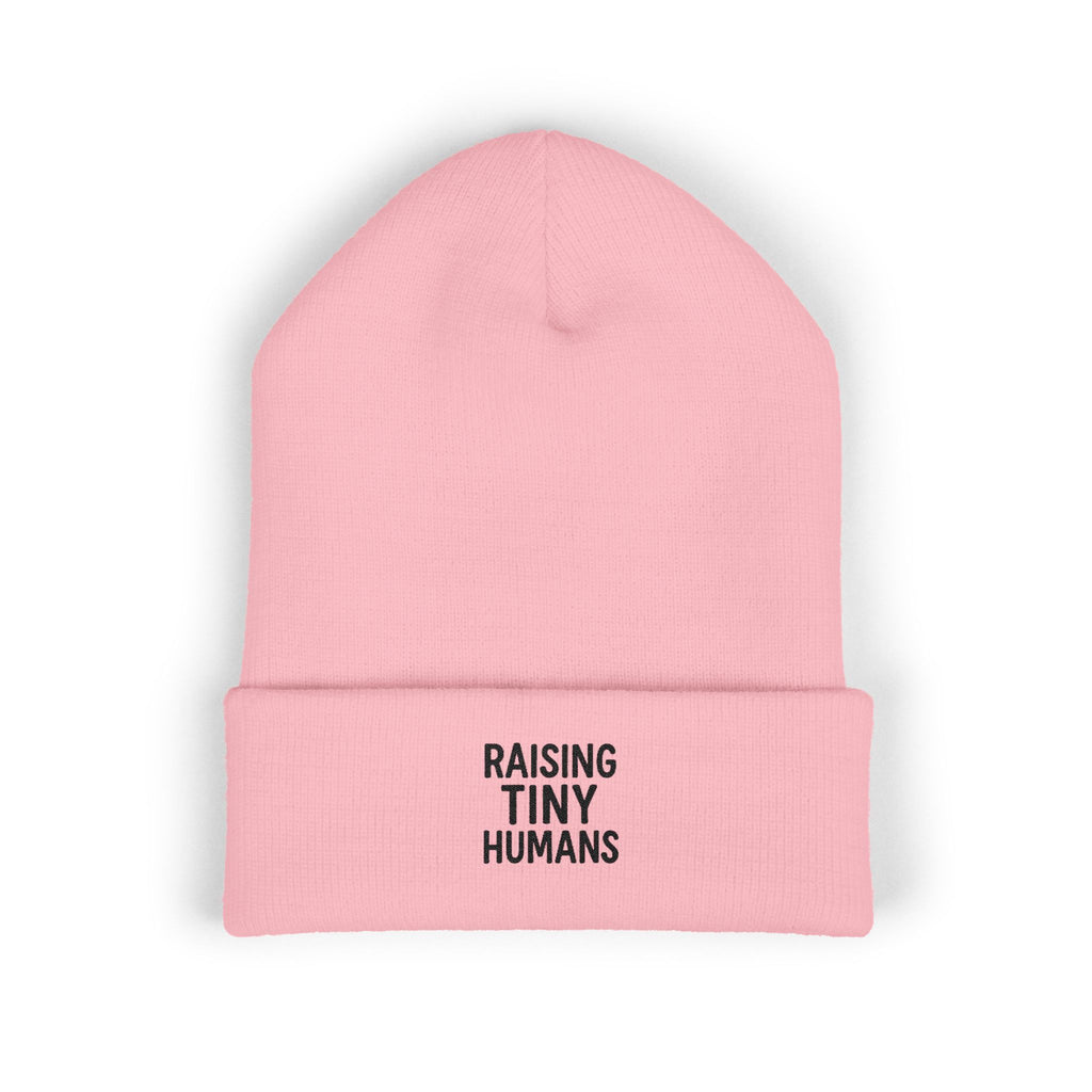 Mama Mode Embroidered 'Raising Tiny Humans' Cuffed Beanie — Cozy New Parent Gift