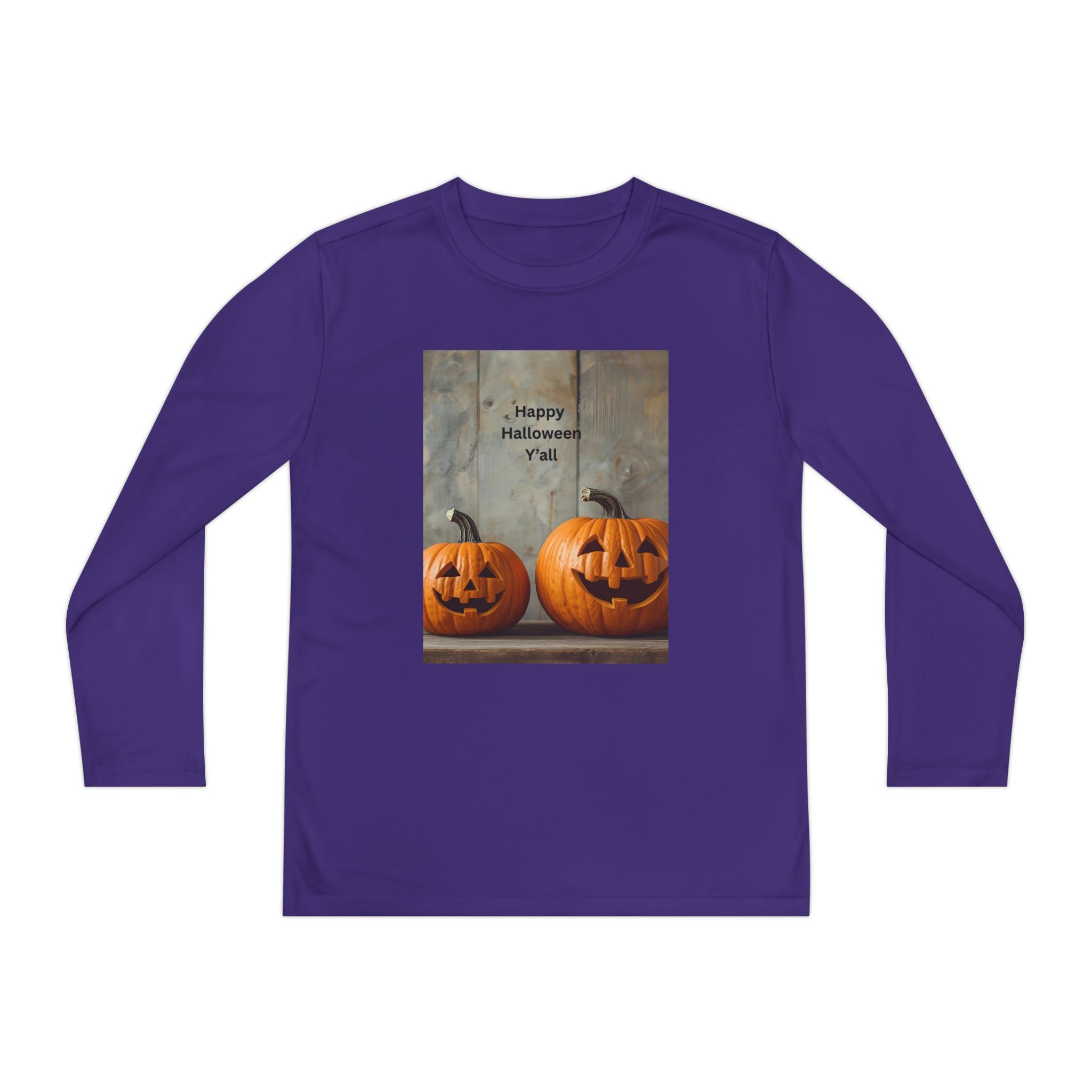 Youth Halloween Pumpkin Long Sleeve Tee, Funny Halloween Shirt, Kids Pumpkin Tee, Fall Celebration Top, Spooky Season Apparel