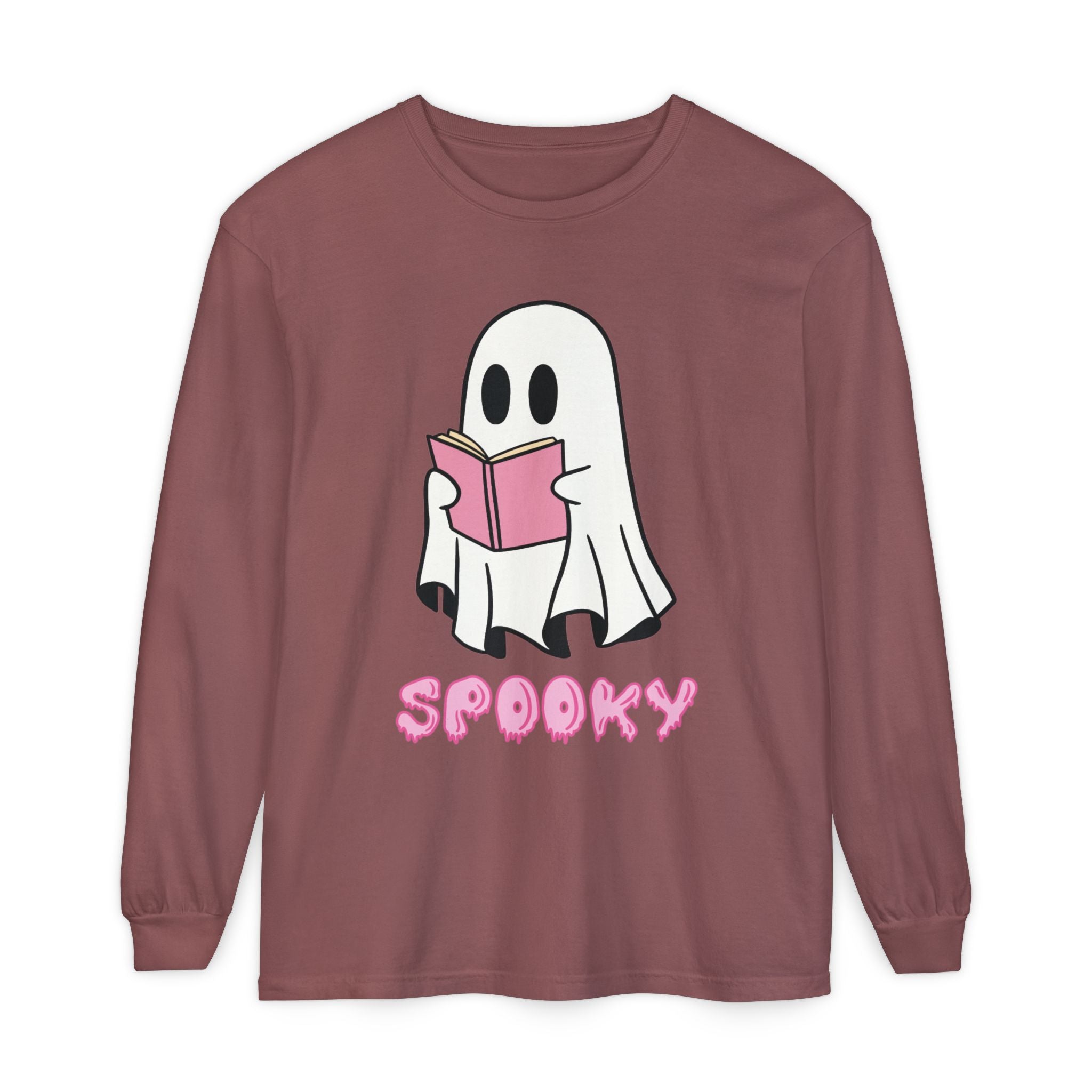 Spooky Ghost Long Sleeve T-Shirt, Halloween Shirt, Unisex Tee, Cozy Casual Apparel, Ghost Reading Book Design, Perfect for Fall [...]