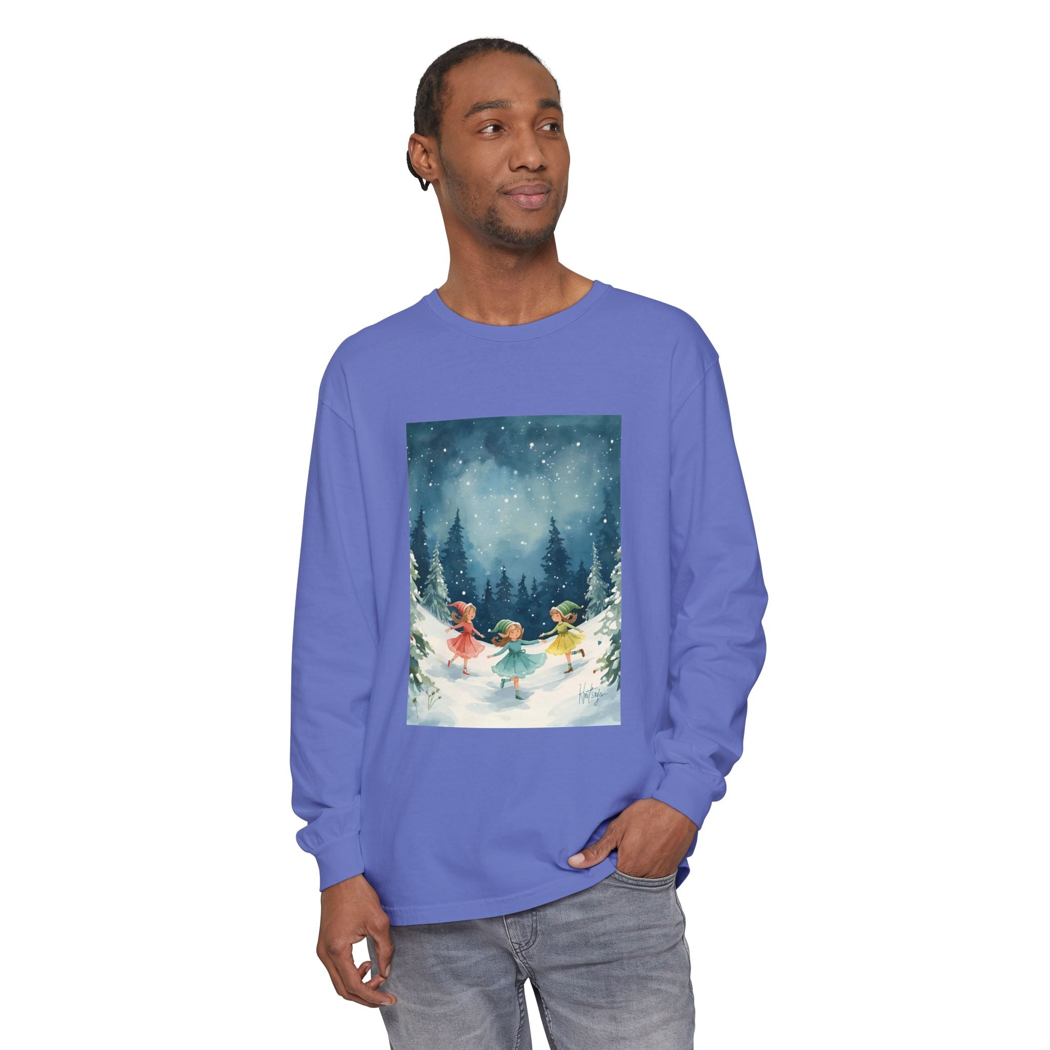 Winter Wonderland Long Sleeve T-Shirt, Cozy Graphic Tee, Perfect for Holidays, Gift for Her, Winter Apparel, Seasonal Fashion