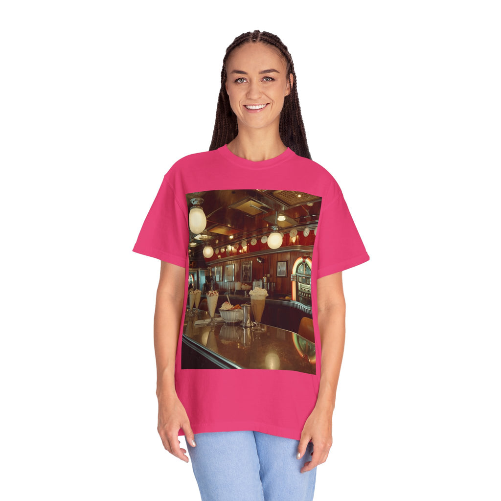 Cozy Cafe Vibe T-Shirt | Unisex Garment-Dyed Tee for Casual Outings, Vintage Style, Ice Cream Lovers, Retro Aesthetic, Everyday Wear